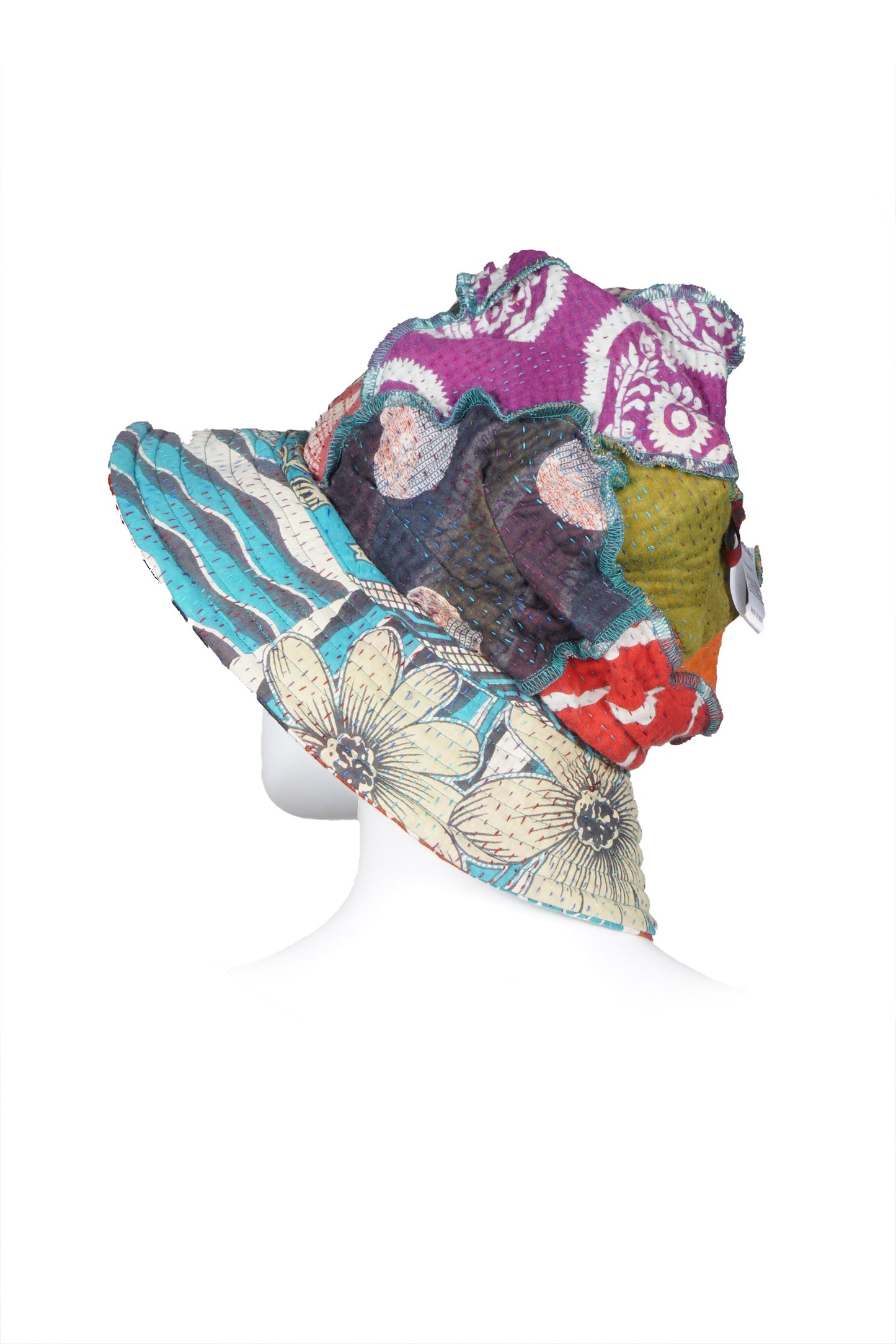 VINTAGE COTTON KANTHA FULL BRIM HAT