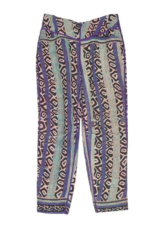 VINTAGE COTTON KANTHA SLANT POCKET PANTS