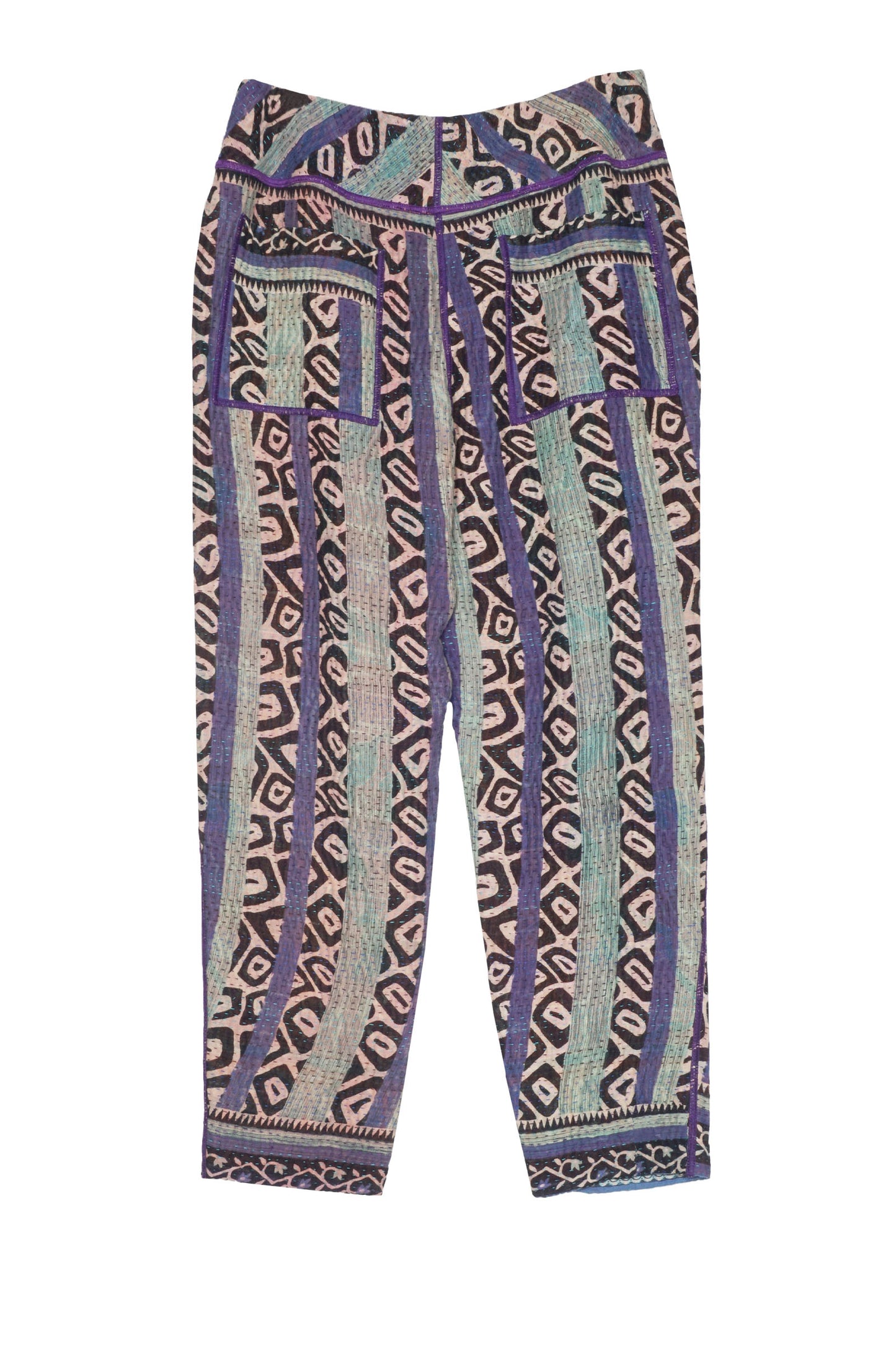 VINTAGE COTTON KANTHA SLANT POCKET PANTS