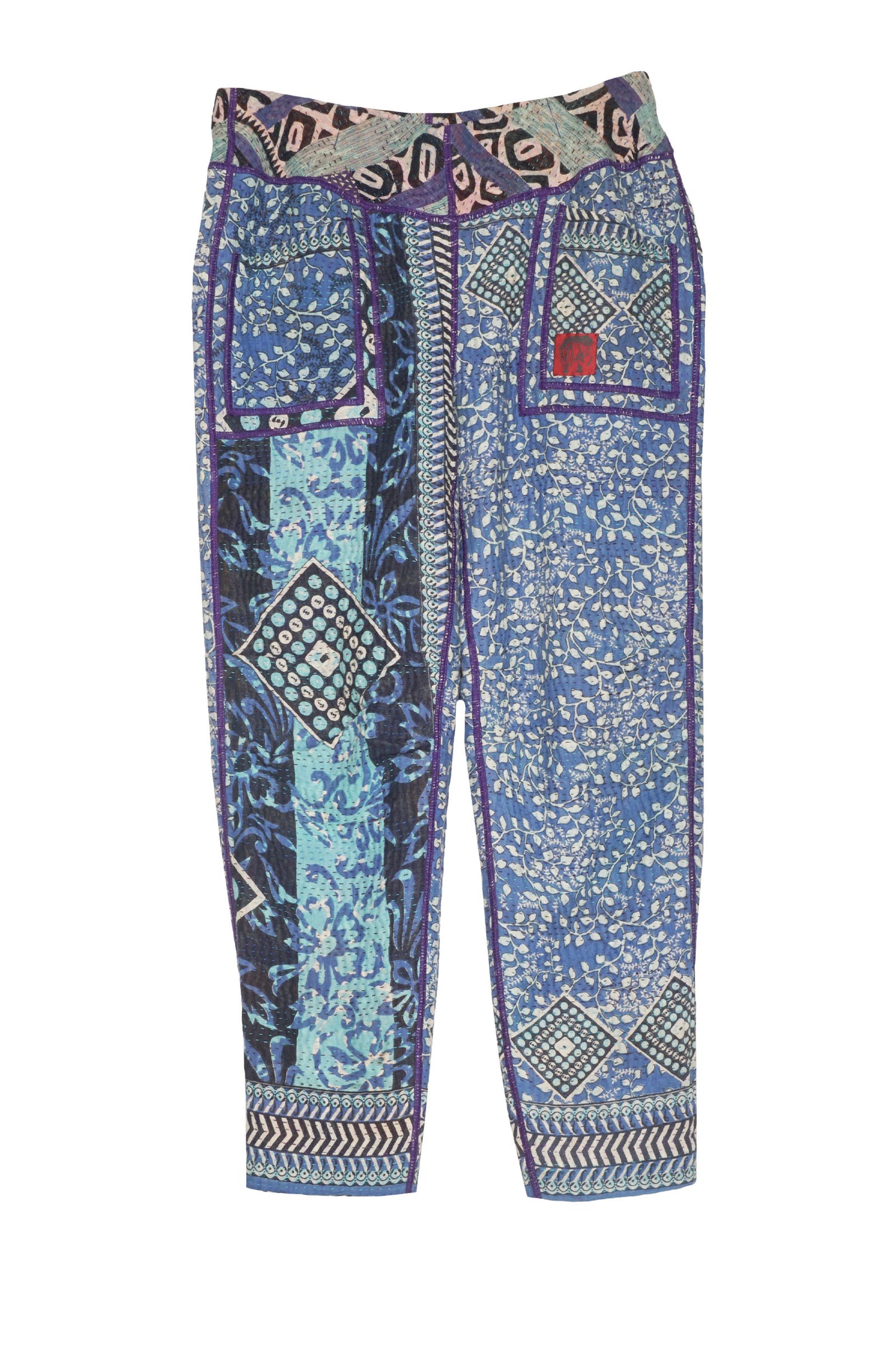 VINTAGE COTTON KANTHA SLANT POCKET PANTS