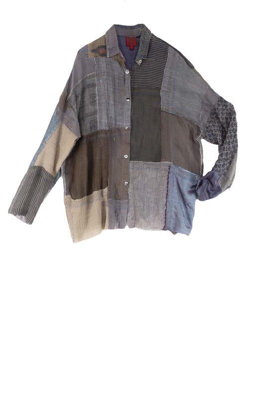 MOSAIC TILE PATCH KANTHA CAMP SHIRT