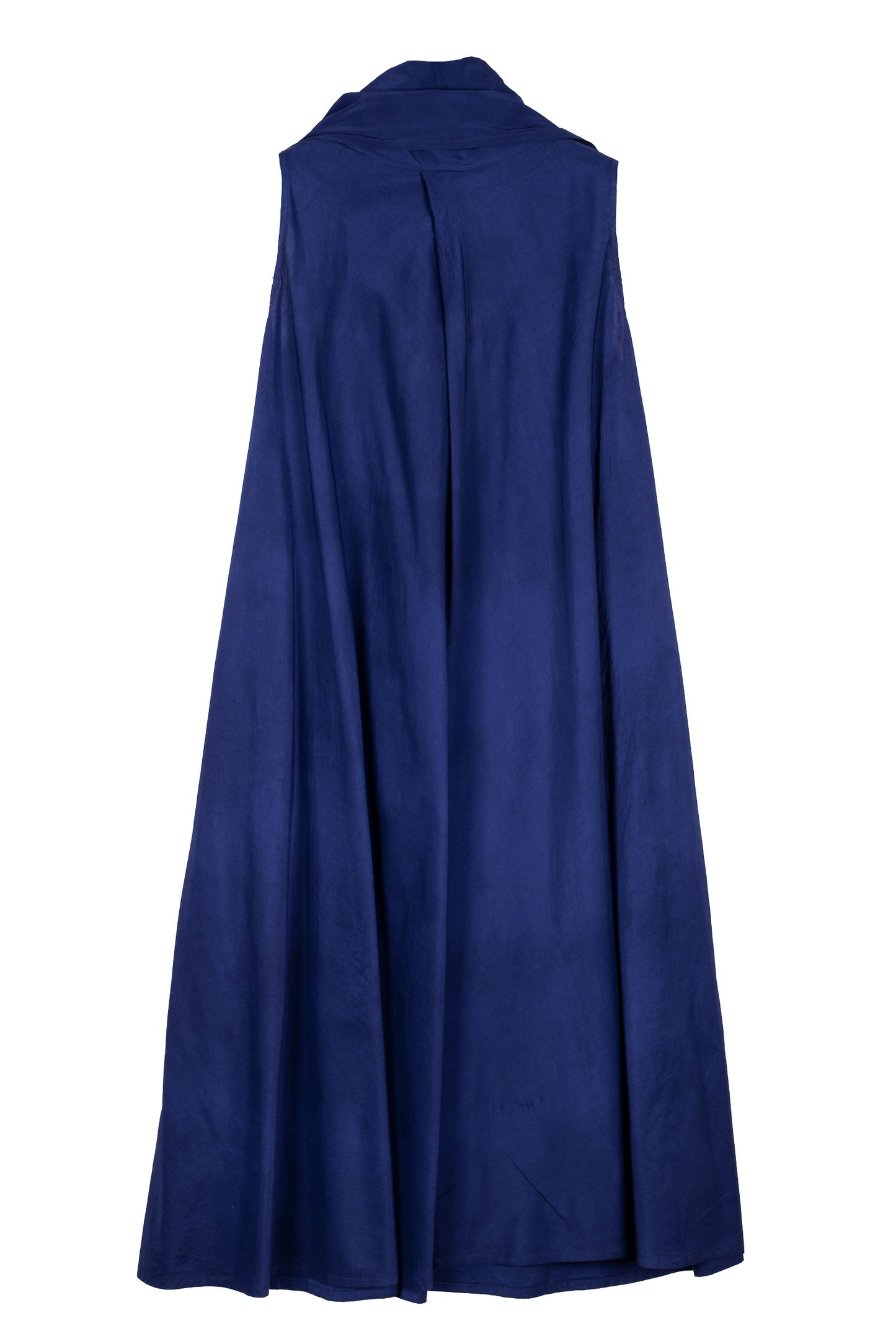 DYED COTTON SILK HEAVY VOILE WAVY COWL NECK MAXI DRESS