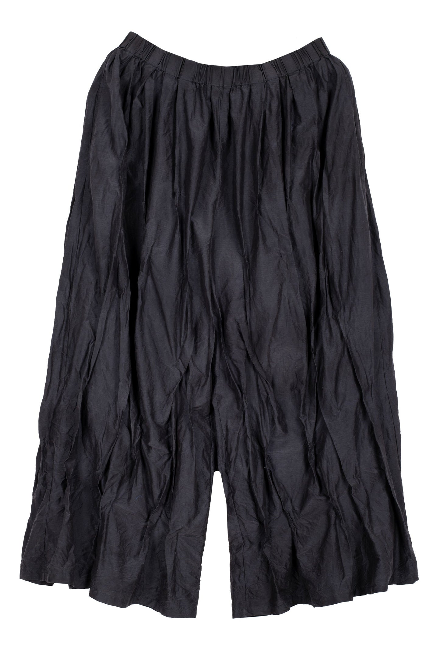 DYED COTTON SILK HEAVY VOILE WAVY TUCKED PANTS