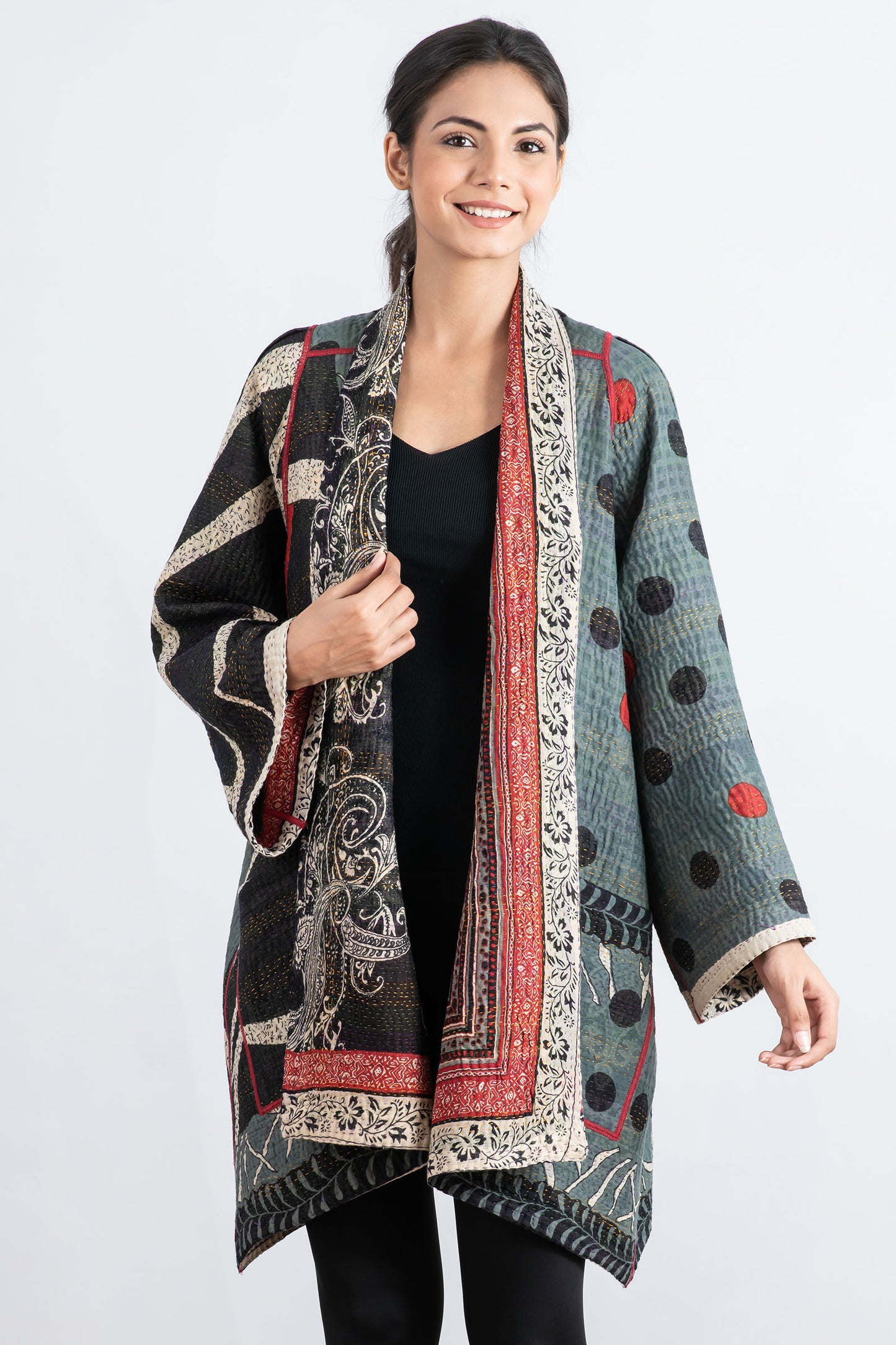 DOT & PAISLEY KANTHA A-LINE JKT