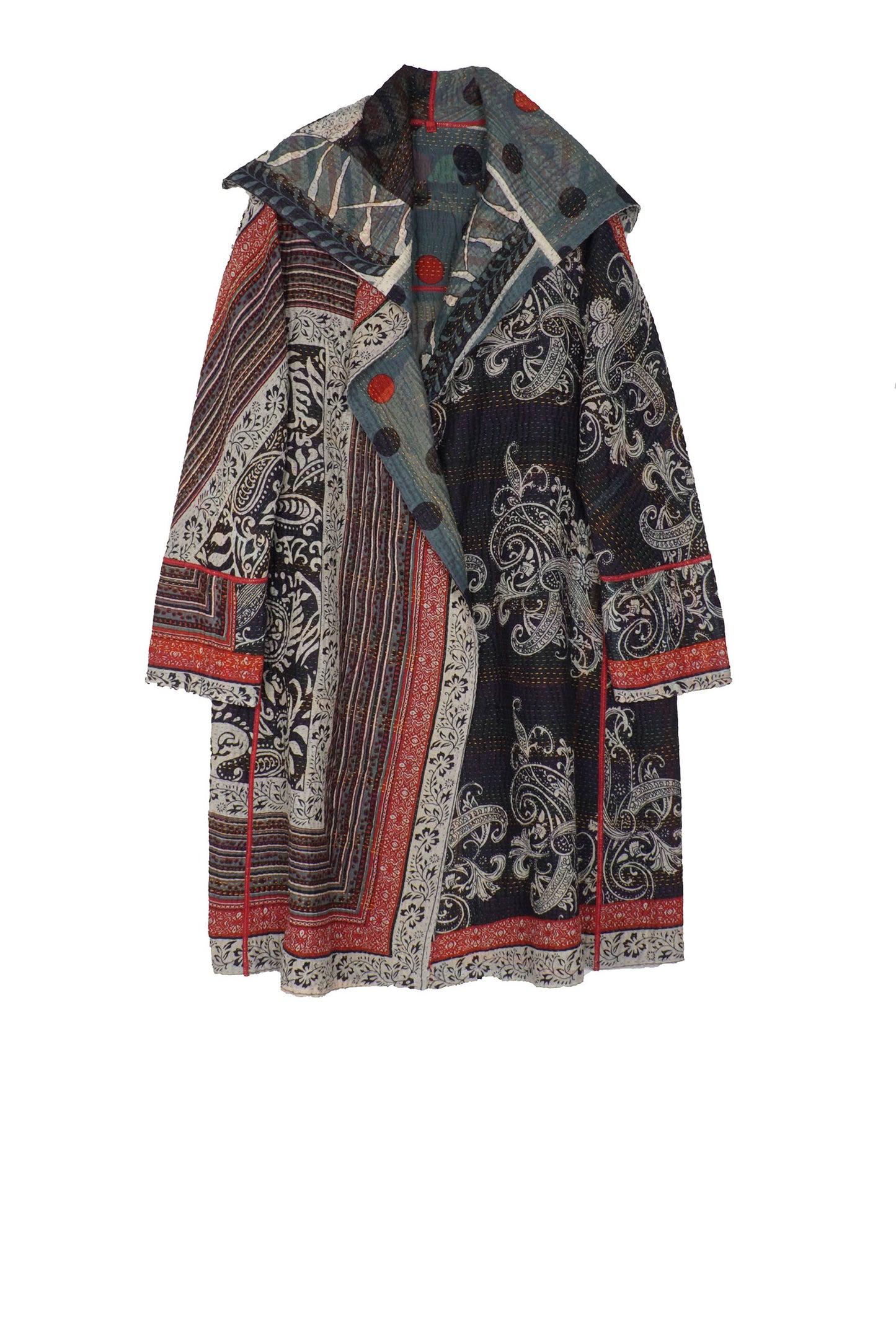 DOT & PAISLEY KANTHA A-LINE COAT