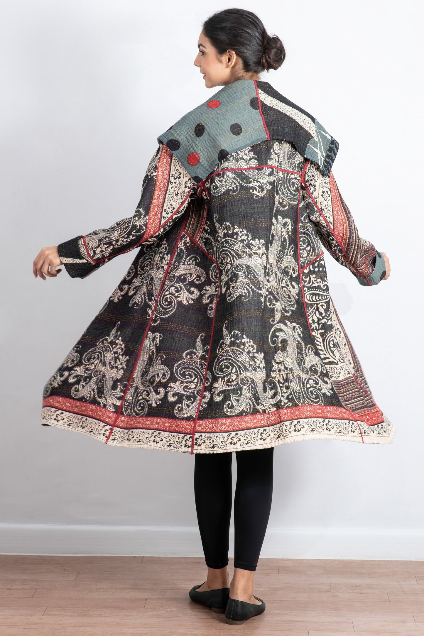 DOT & PAISLEY KANTHA A-LINE COAT