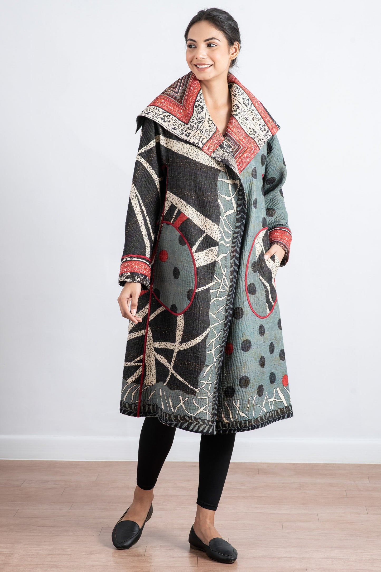 DOT & PAISLEY KANTHA A-LINE COAT