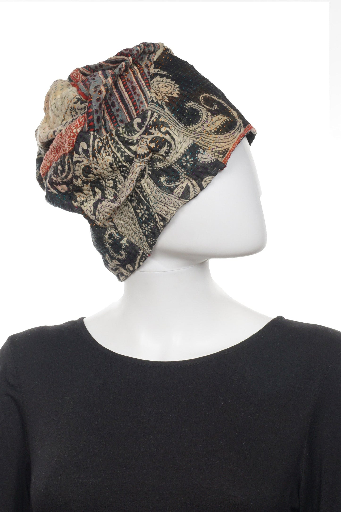 DOT & PAISLEY KANTHA PATCHWORK HAT