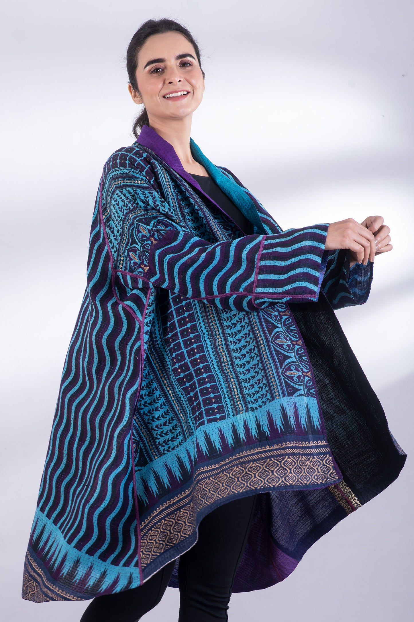 DESSERT WAVES KANTHA KIMONO LONG JKT