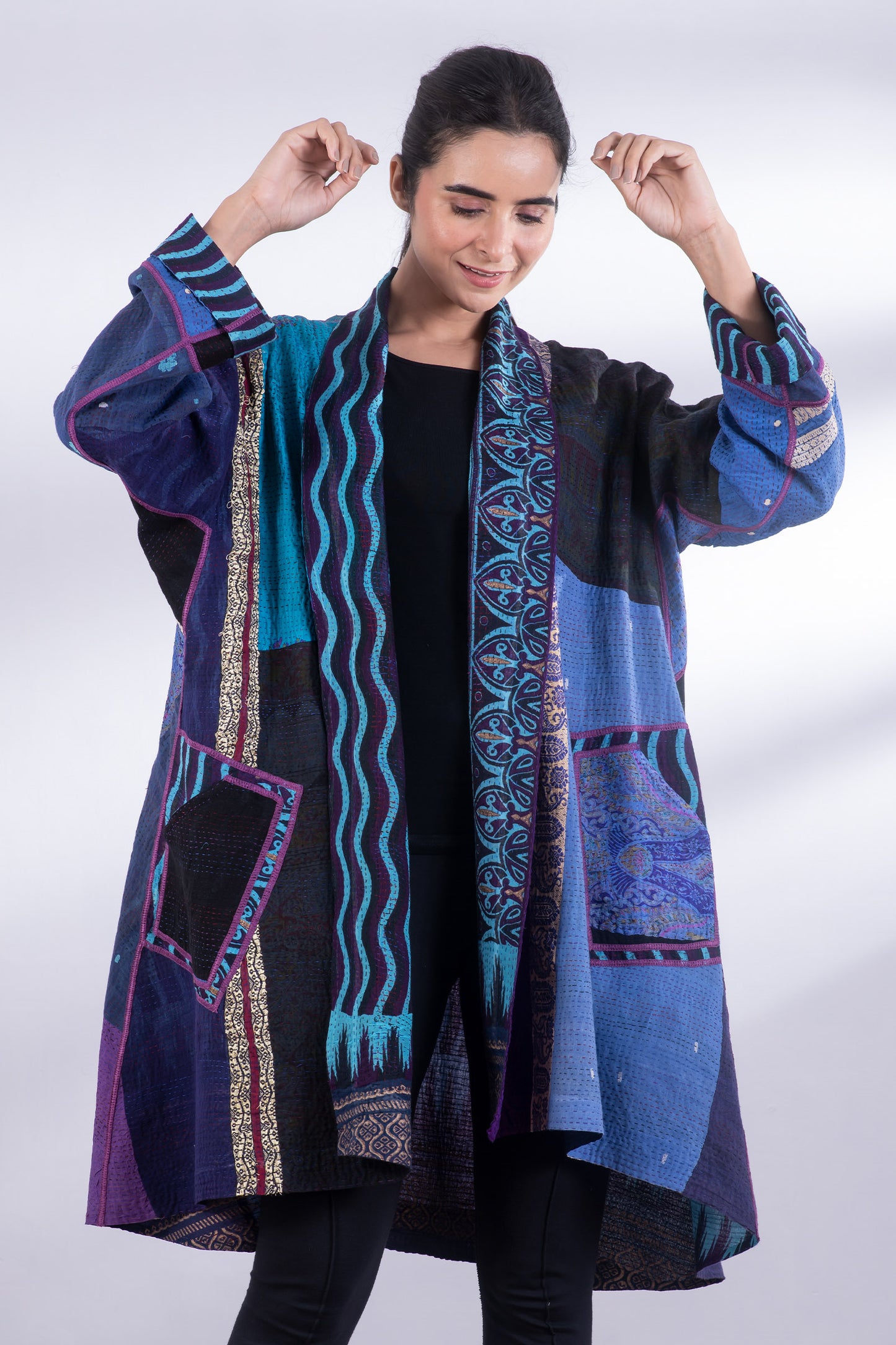 DESSERT WAVES KANTHA KIMONO LONG JKT