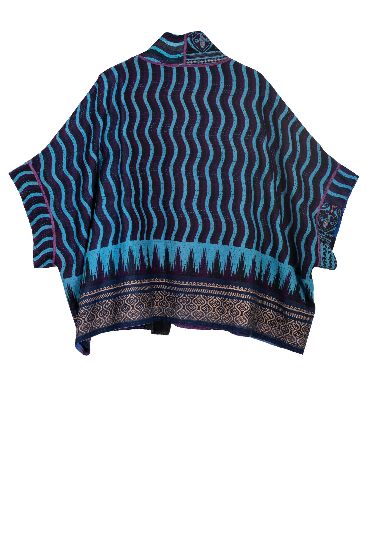 DESSERT WAVES KANTHA MINI PONCHO