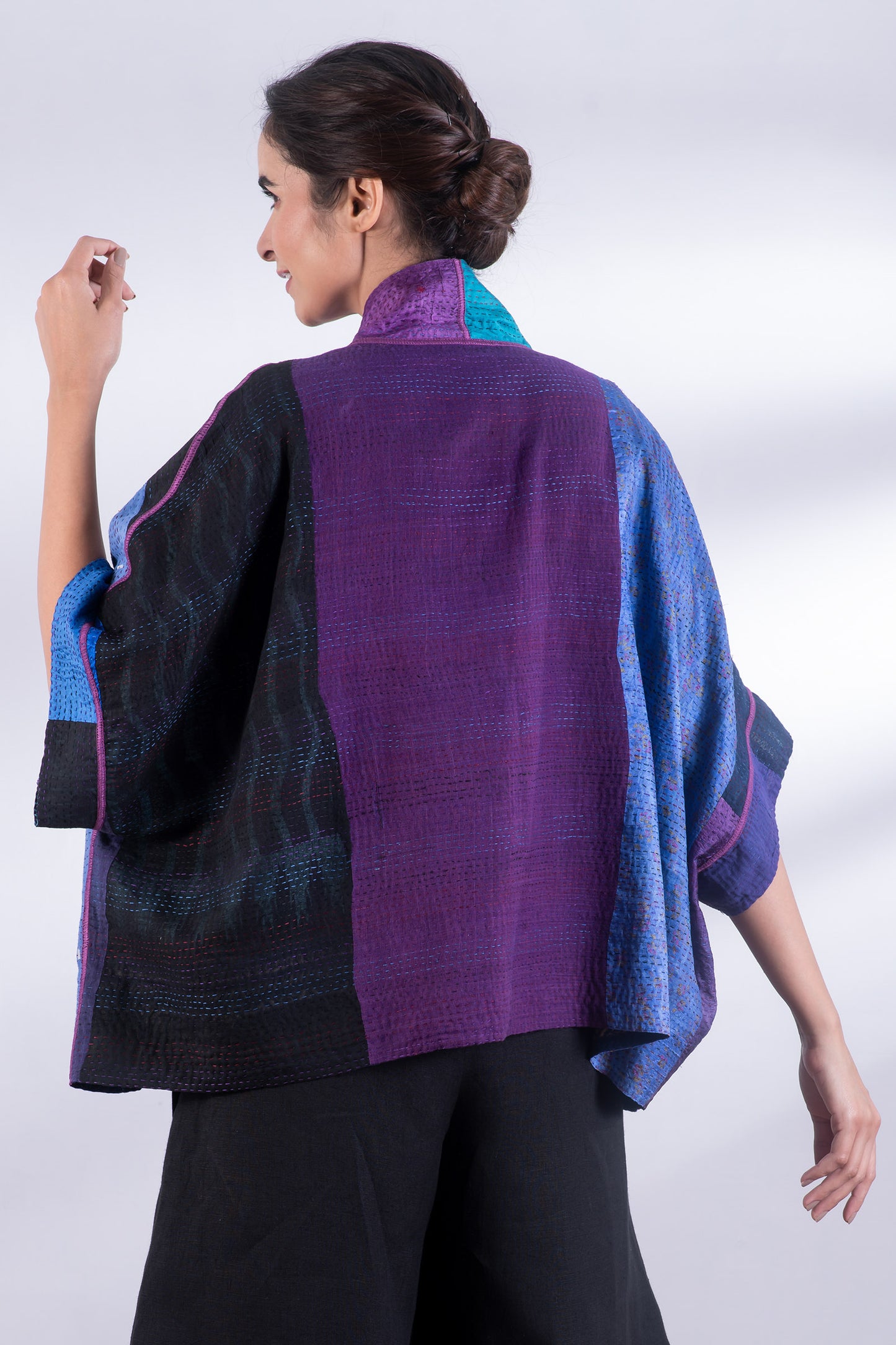 DESSERT WAVES KANTHA MINI PONCHO