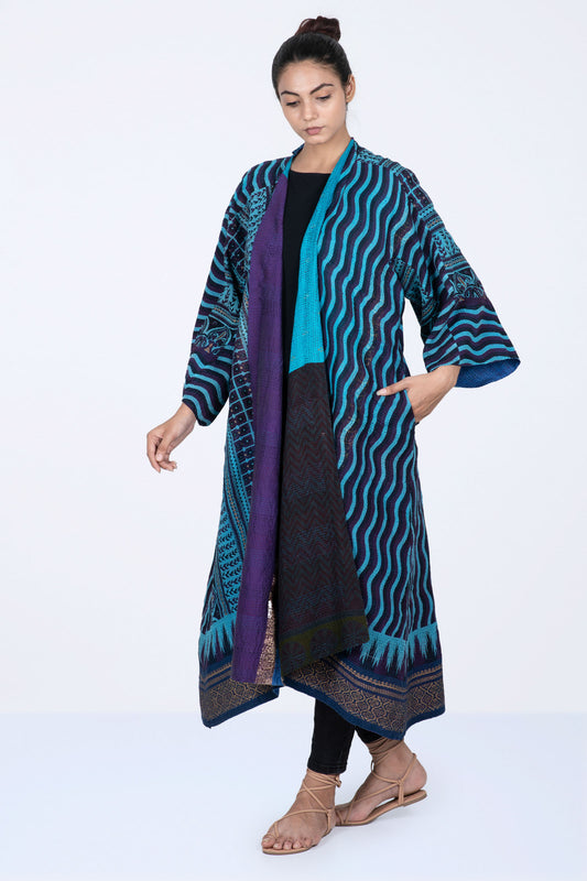 DESSERT WAVES KANTHA KIMONO MAXI