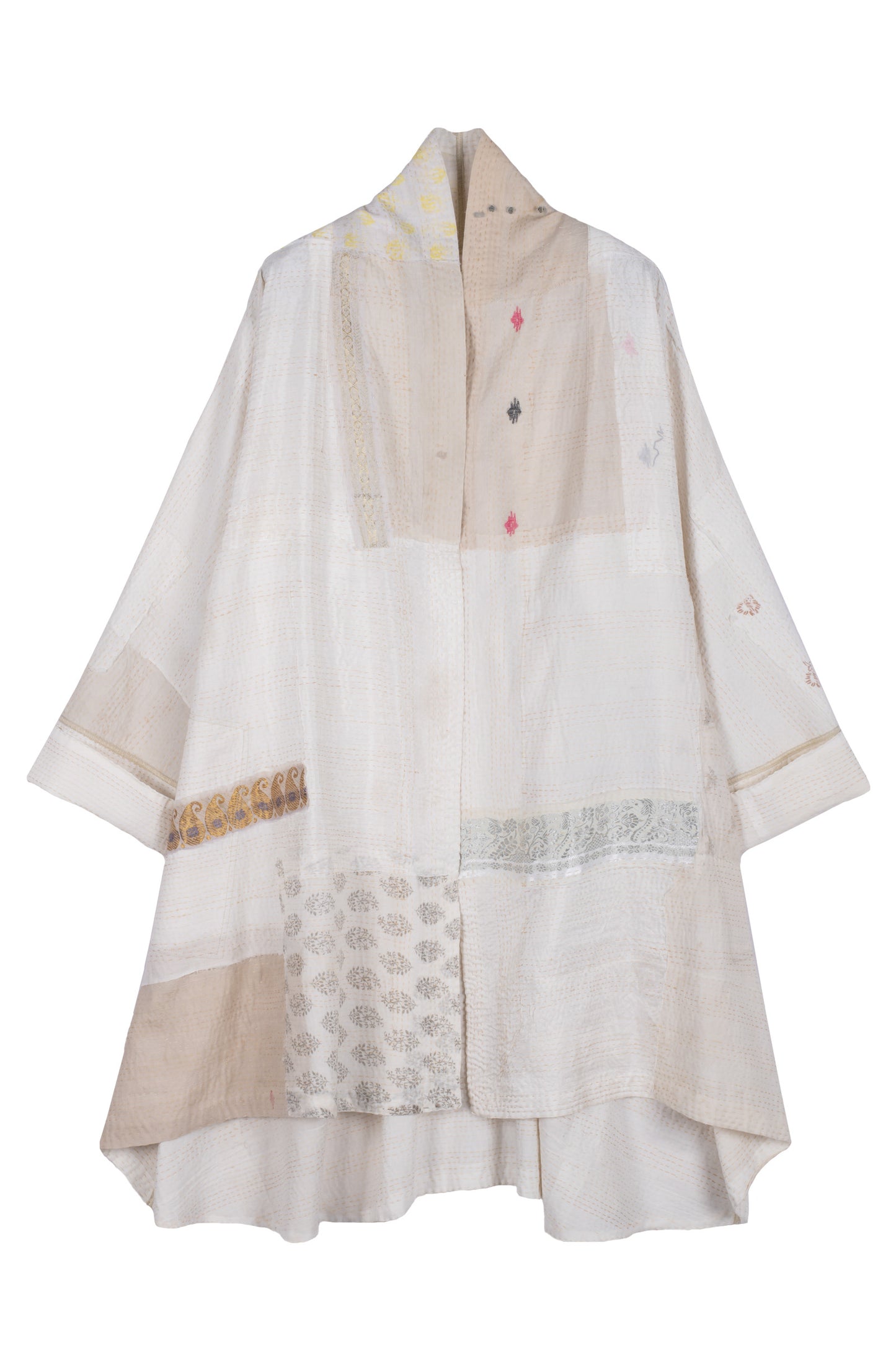 FRAYED PATCH KANTHA KIMONO LONG JKT