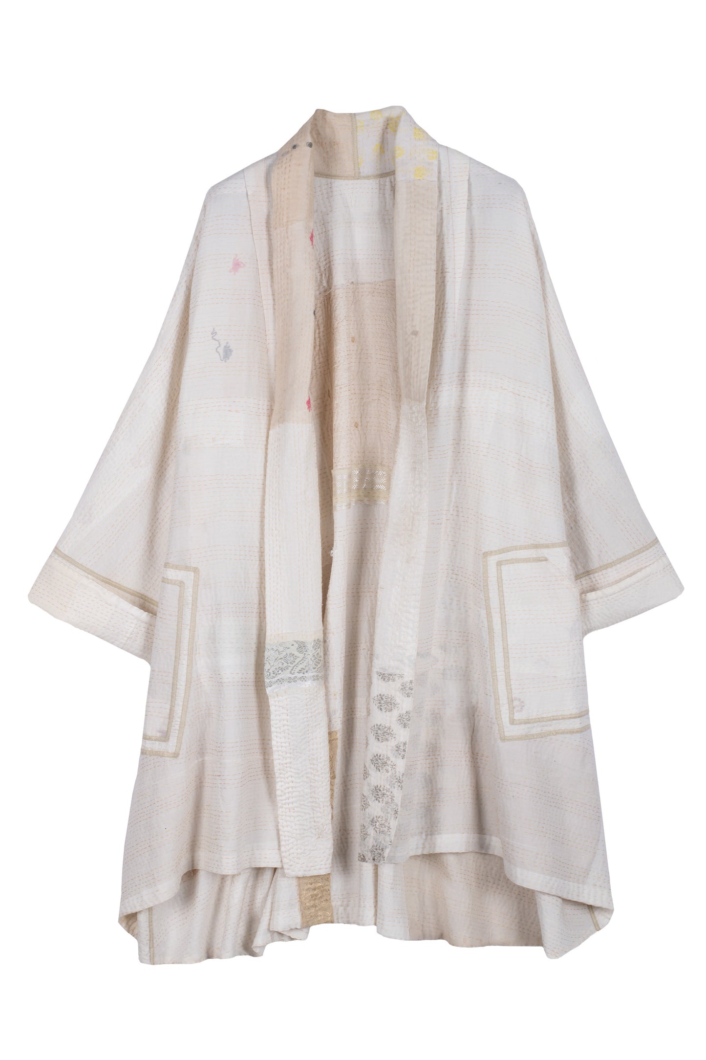 FRAYED PATCH KANTHA KIMONO LONG JKT