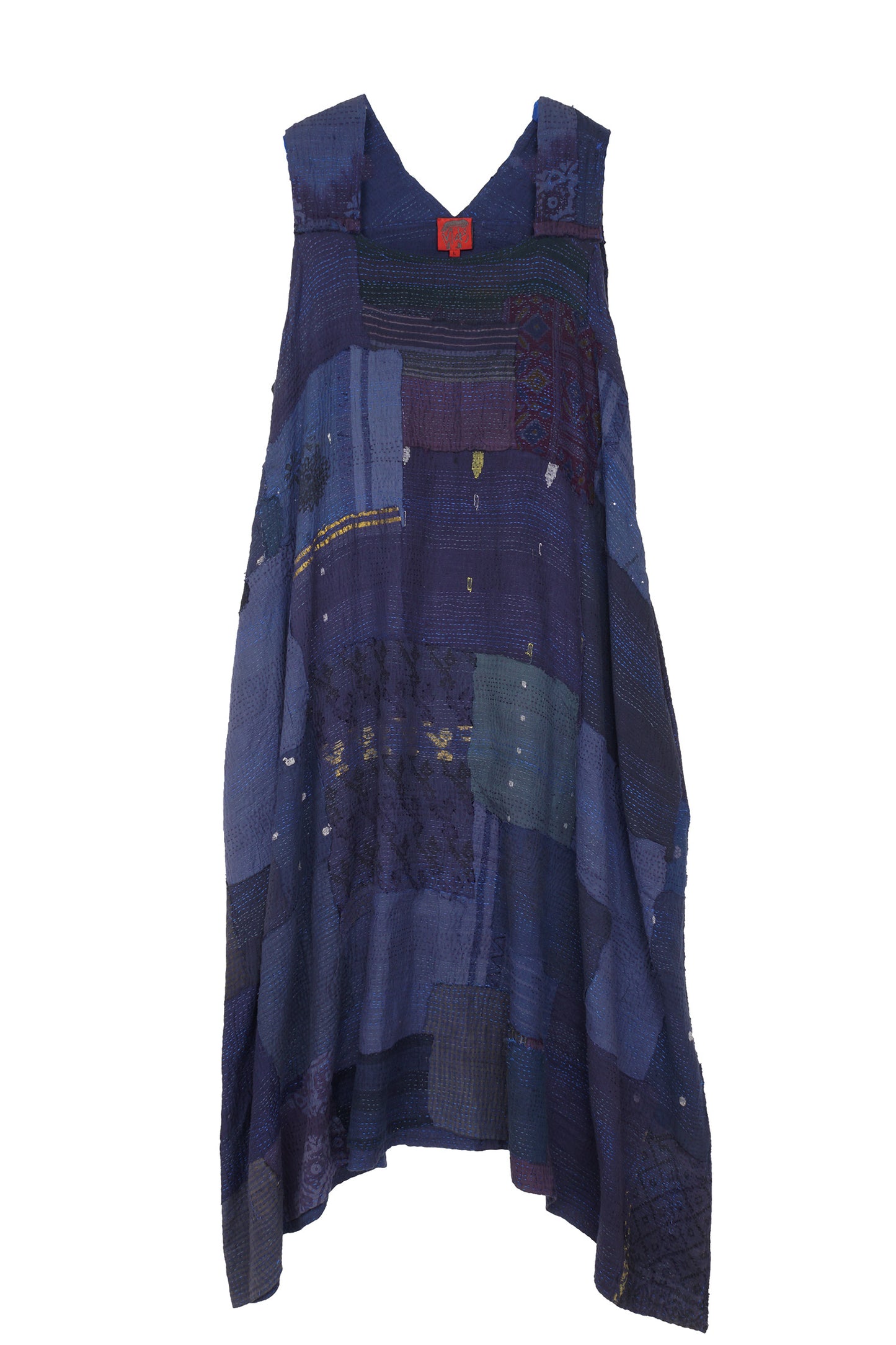 FRAYED PATCH KANTHA TENT DRESS