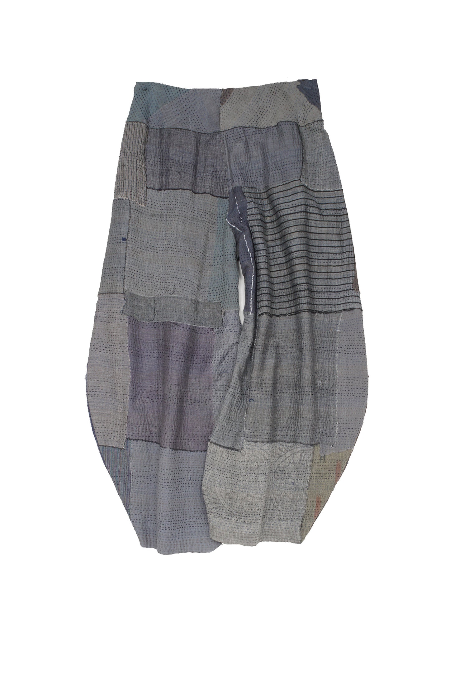 FRAYED PATCH KANTHA HAREM PANTS