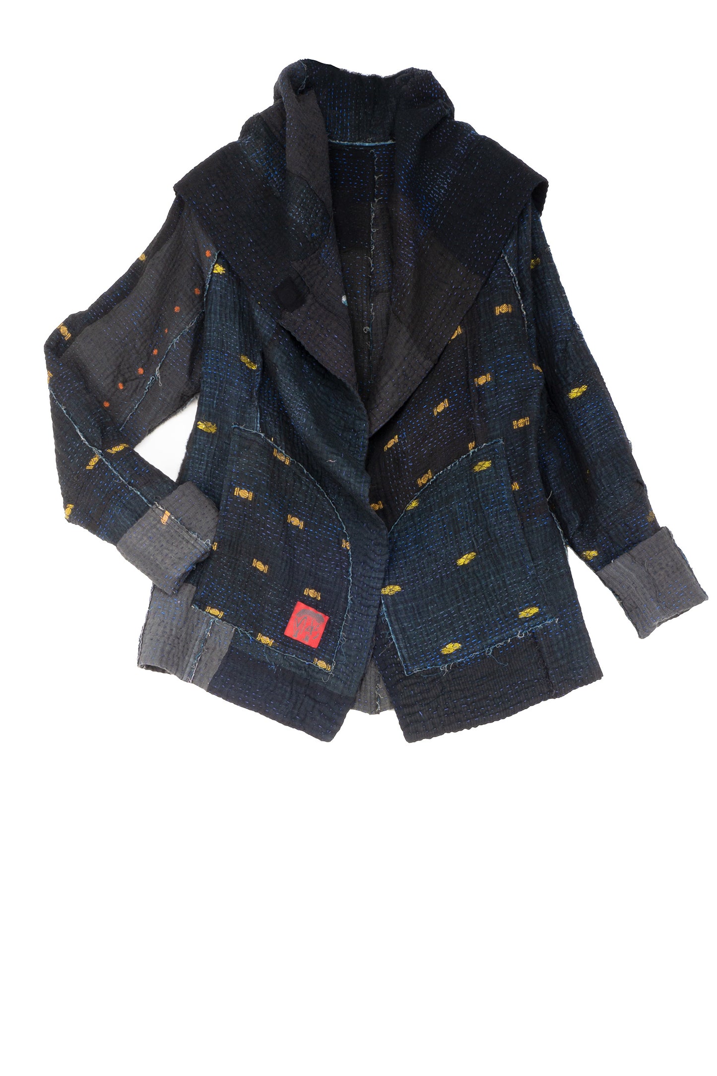 FRAYED PATCH KANTHA HOODIE JKT