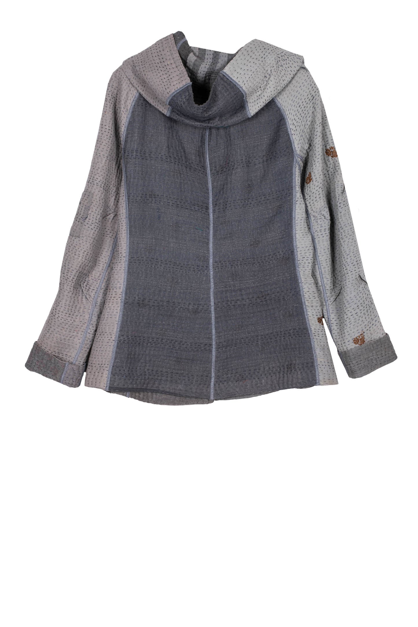 FRAYED PATCH KANTHA HOODIE JKT