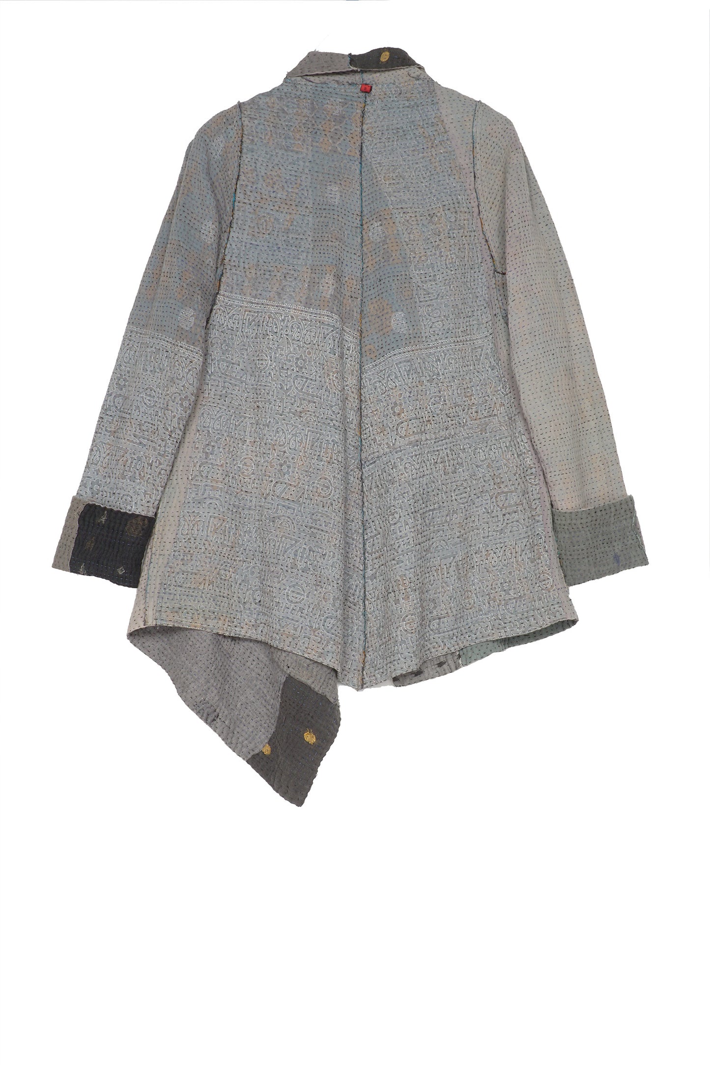 FRAYED PATCH KANTHA DRAPE COLLAR JKT