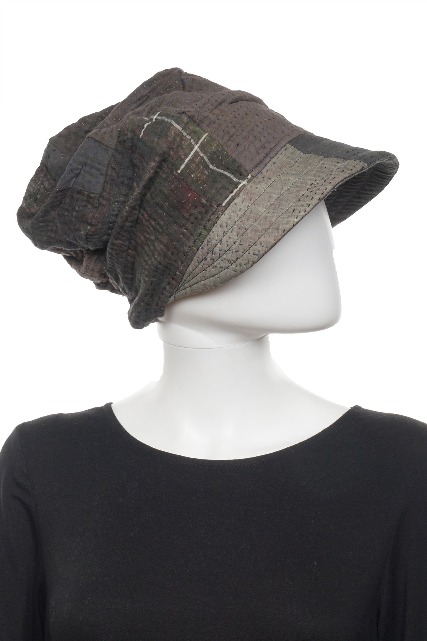 FRAYED PATCH KANTHA HALF BRIM HAT