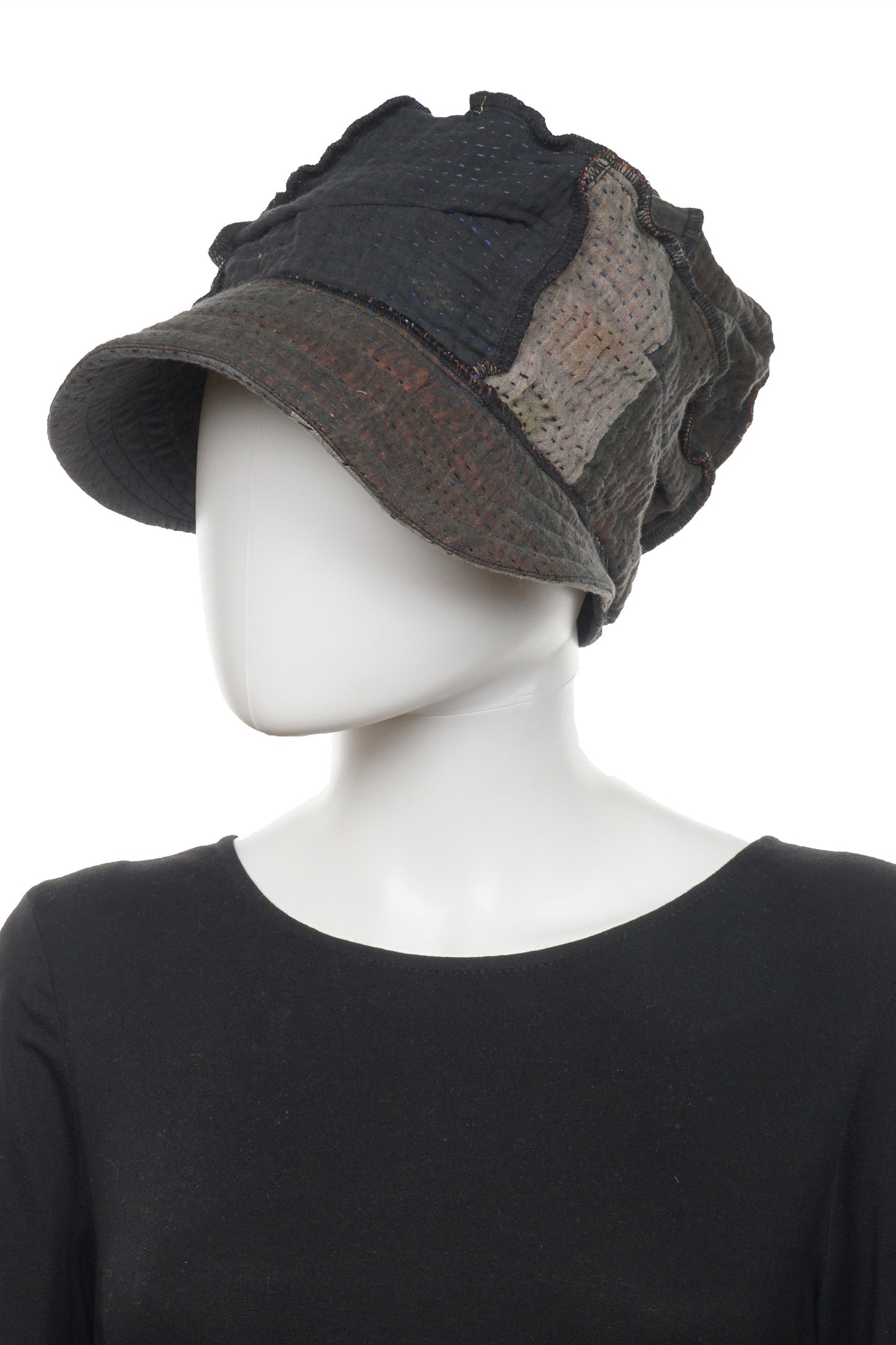 FRAYED PATCH KANTHA HALF BRIM HAT