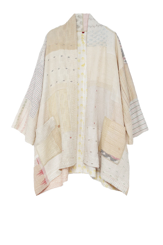 FRAYED PATCH MIX KANTHA A-LINE JKT