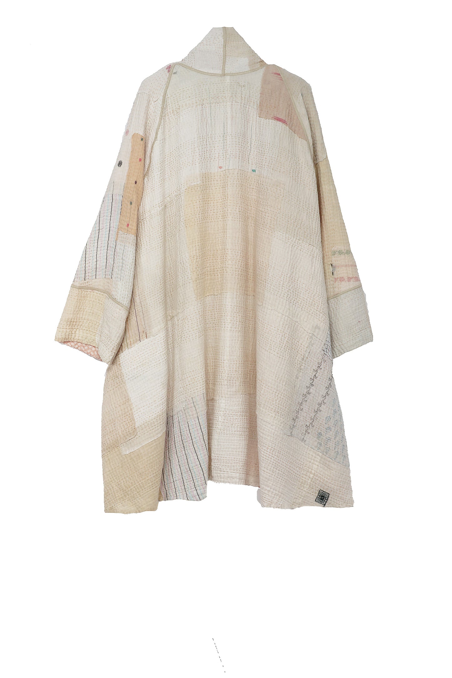 FRAYED PATCH MIX KANTHA KIMONO LONG JKT