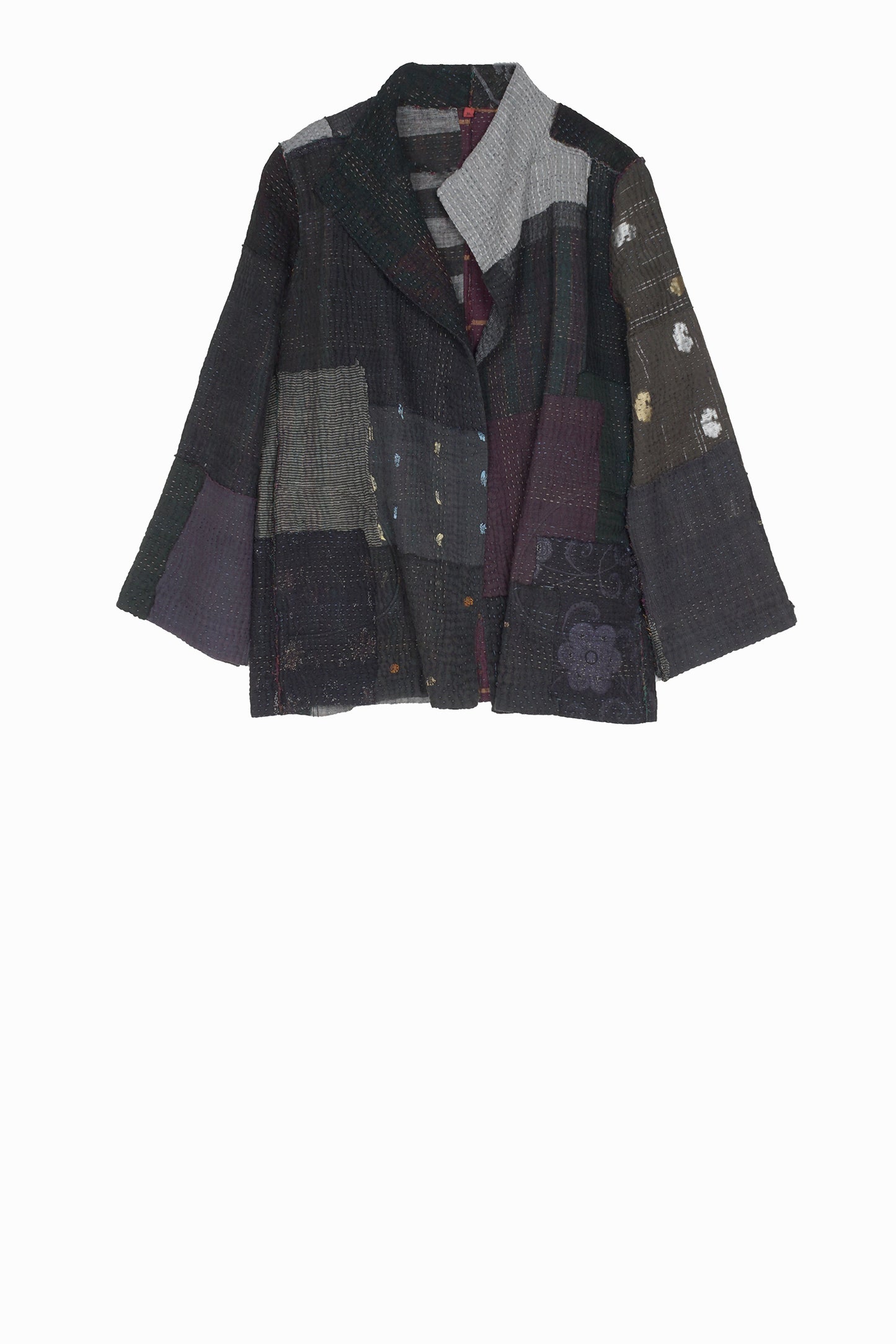 FRAYED PATCH MIX KANTHA SHORT JKT