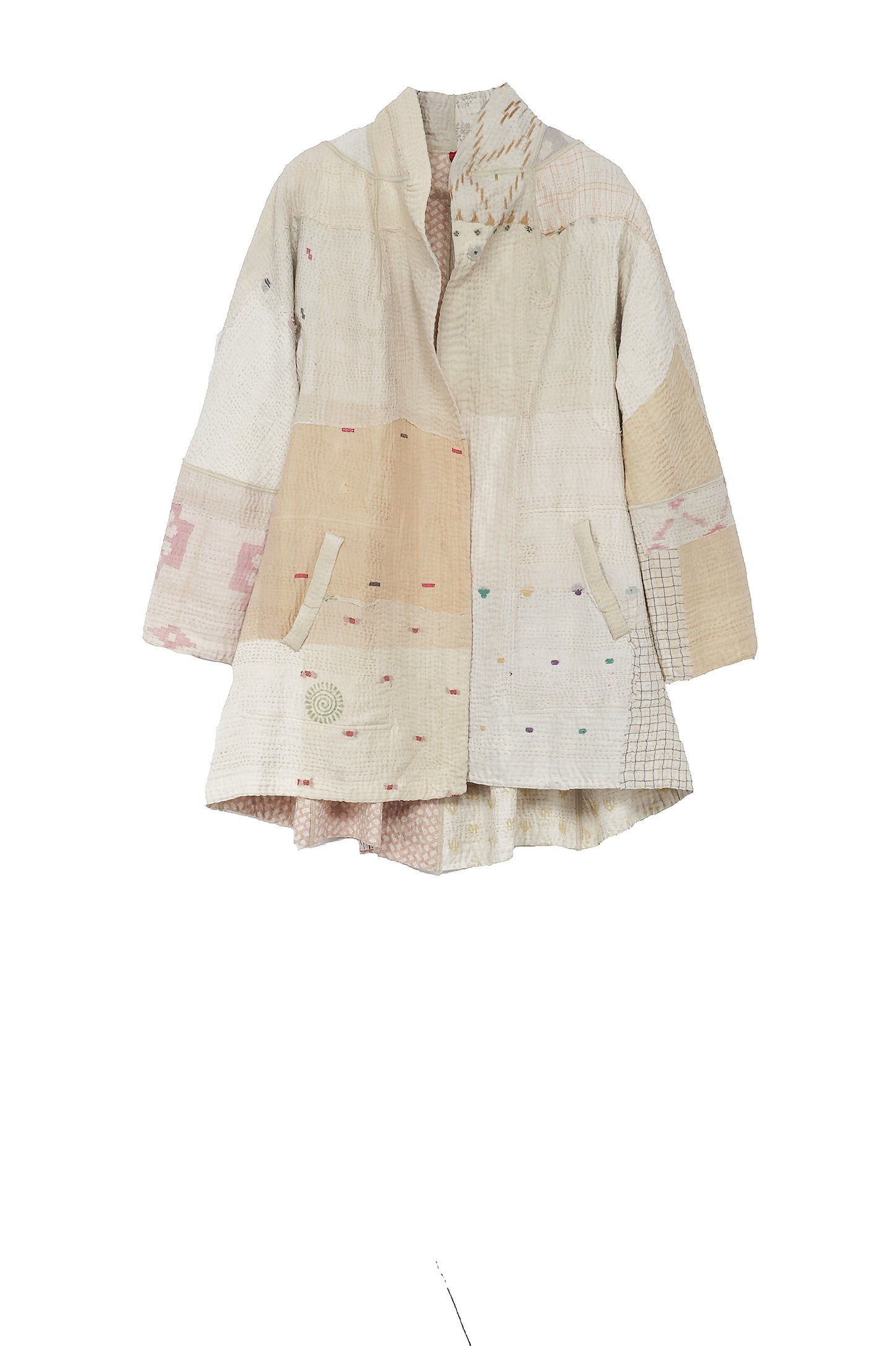 FRAYED PATCH MIX KANTHA FLARE LONG JKT