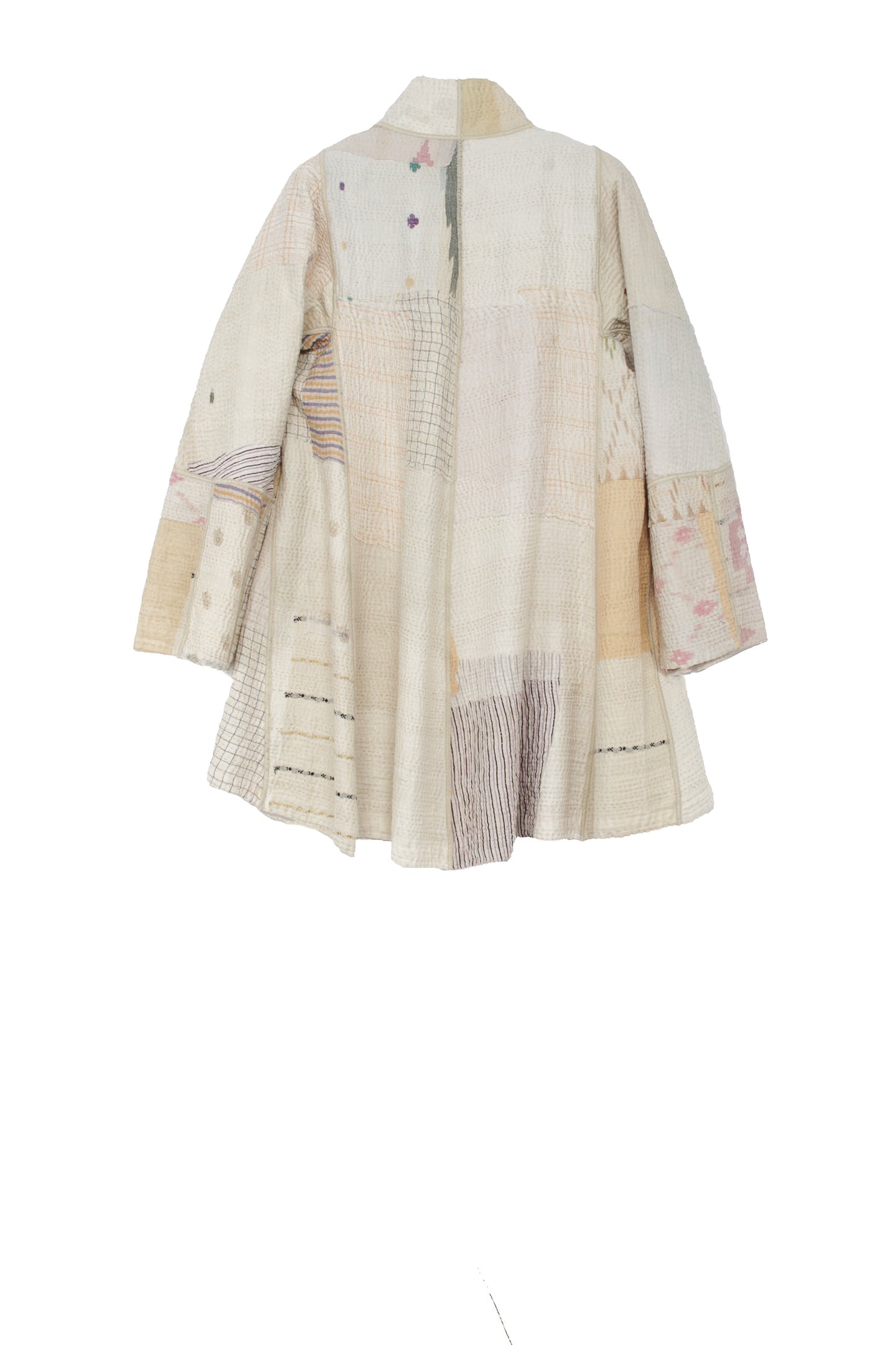 FRAYED PATCH MIX KANTHA FLARE LONG JKT