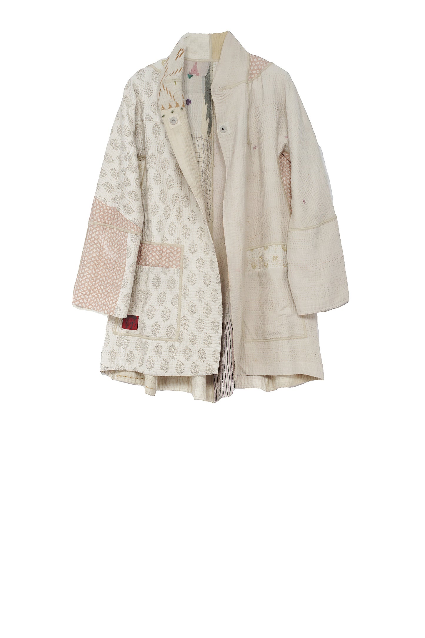 FRAYED PATCH MIX KANTHA FLARE LONG JKT