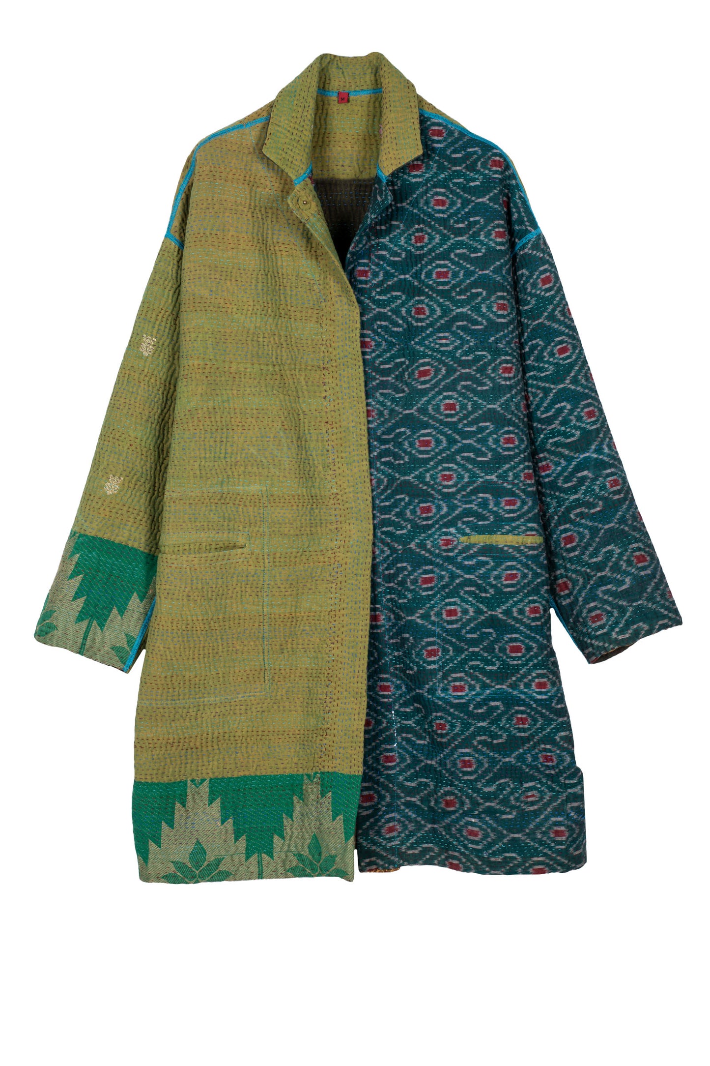 WOVEN VINTAGE COTTON KANTHA LONG LINE JACKET