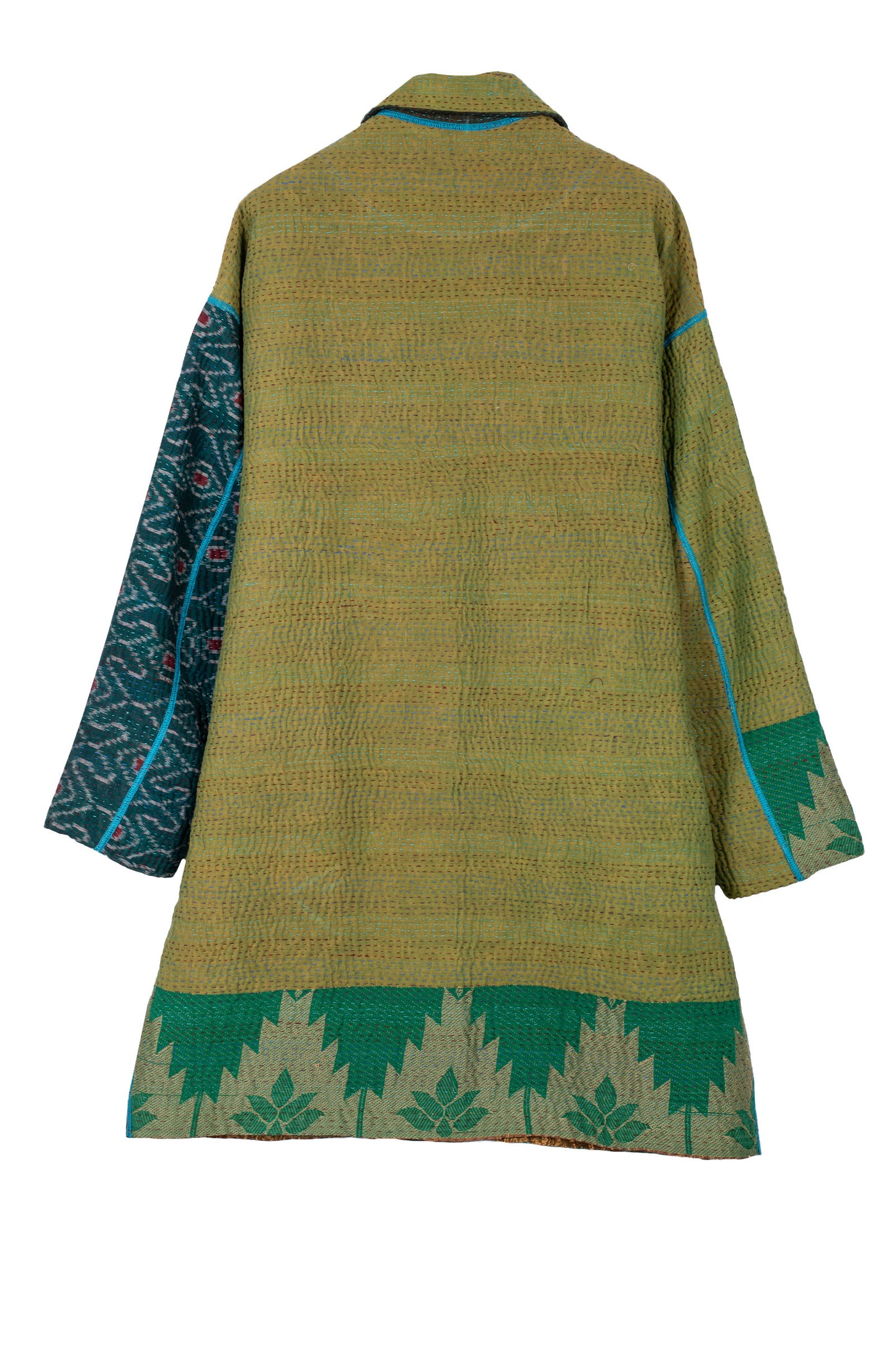 WOVEN VINTAGE COTTON KANTHA LONG LINE JACKET