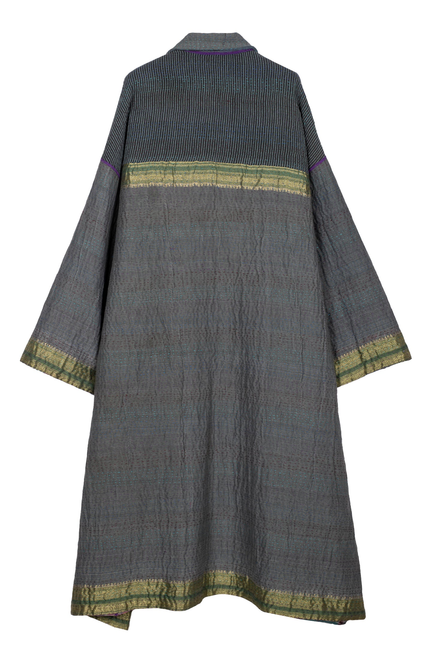 WOVEN VINTAGE COTTON KANTHA OVERSIZED COAT