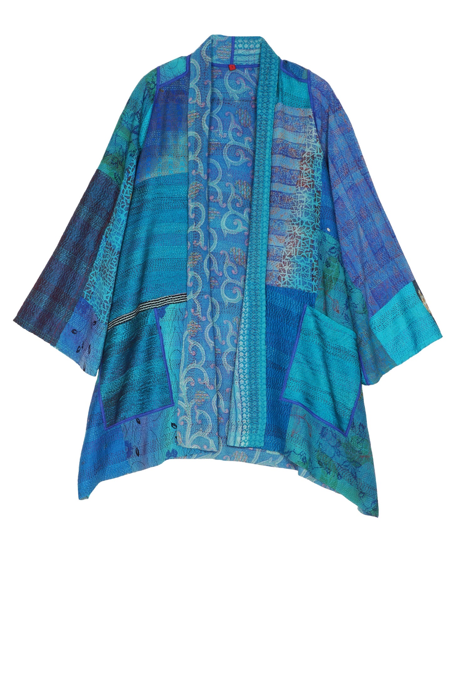 GEORGETTE VINTAGE SILK PATCH KANTHA A-LINE JKT