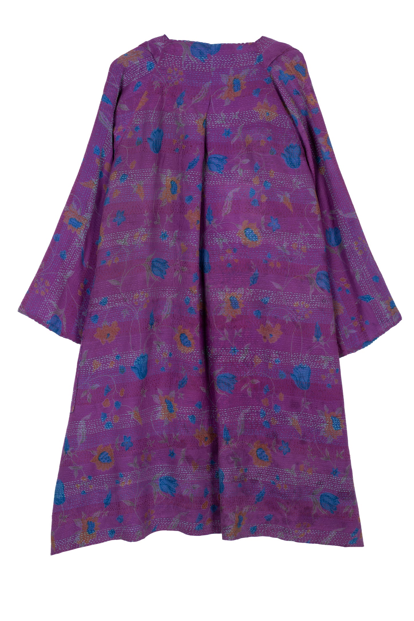 GEORGETTE VINTAGE SILK PATCH KANTHA KIMONO DUSTER