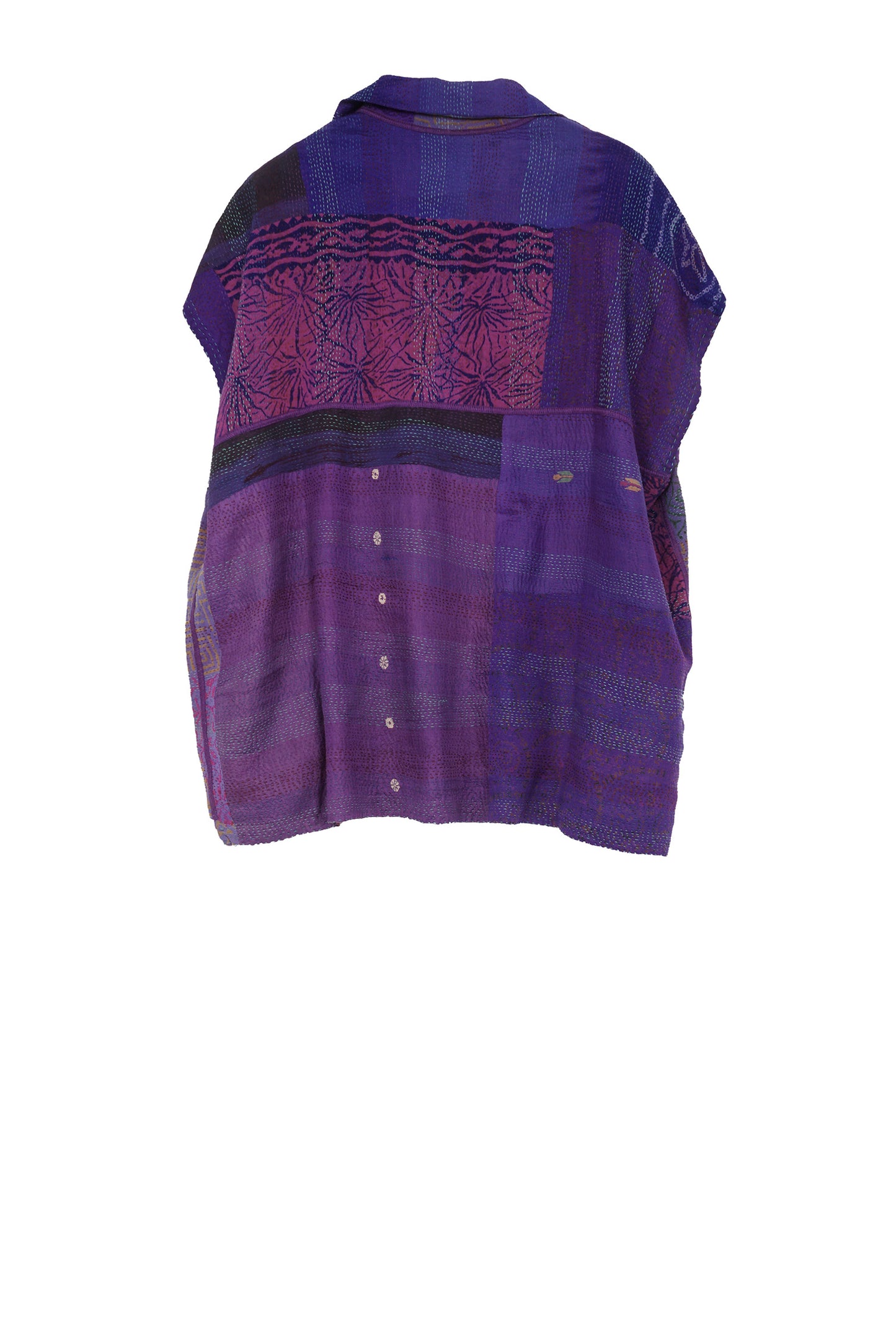 GEORGETTE VINTAGE SILK PATCH KANTHA CAP SLV. SHIRT