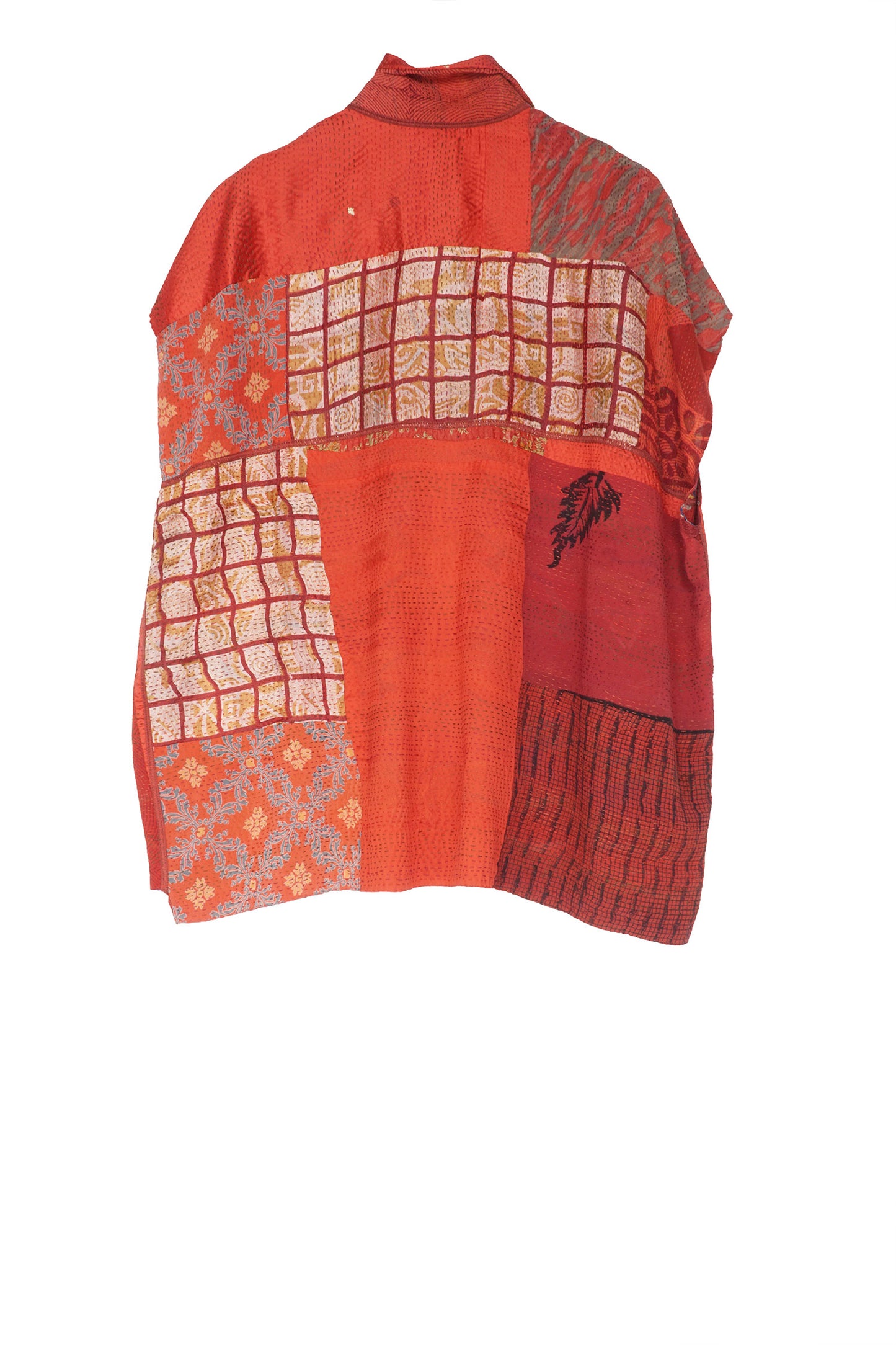 GEORGETTE VINTAGE SILK PATCH KANTHA CAP SLV. SHIRT