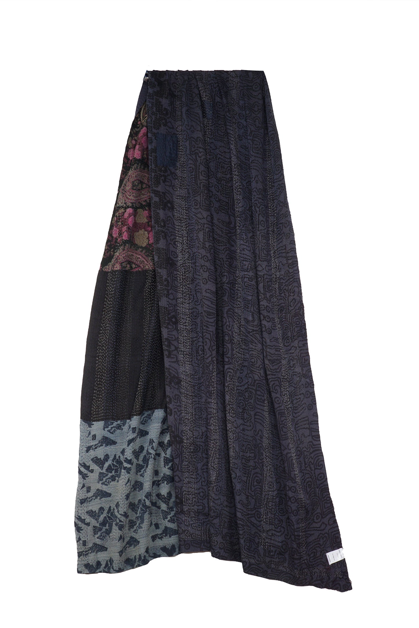 GEORGETTE VINTAGE SILK PATCH KANTHA SHAWL LARGE