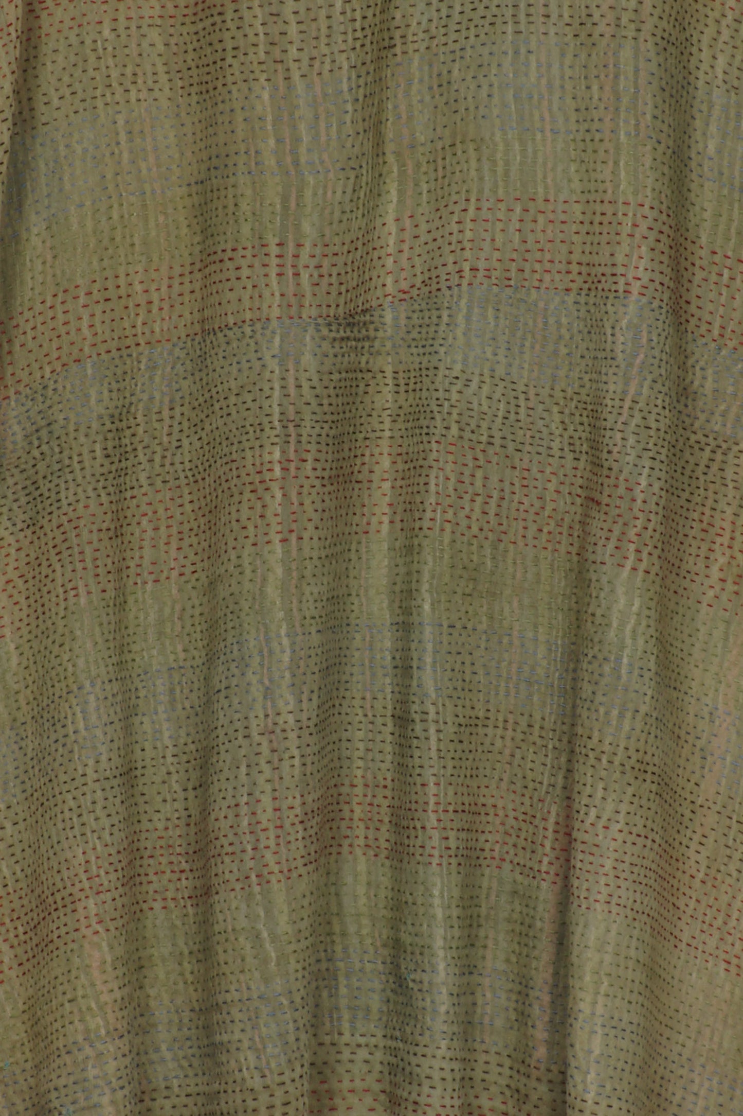 GREEN STRIPE W VINTAGE BACKING KANTHA A-LINE JKT