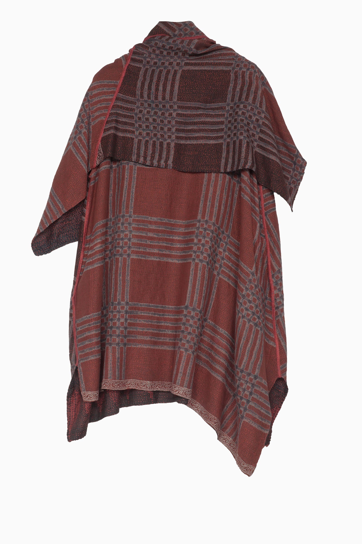 INDONESIAN PRINT & BORDER SHIBORI KANTHA COWL NECK FLARE TOP