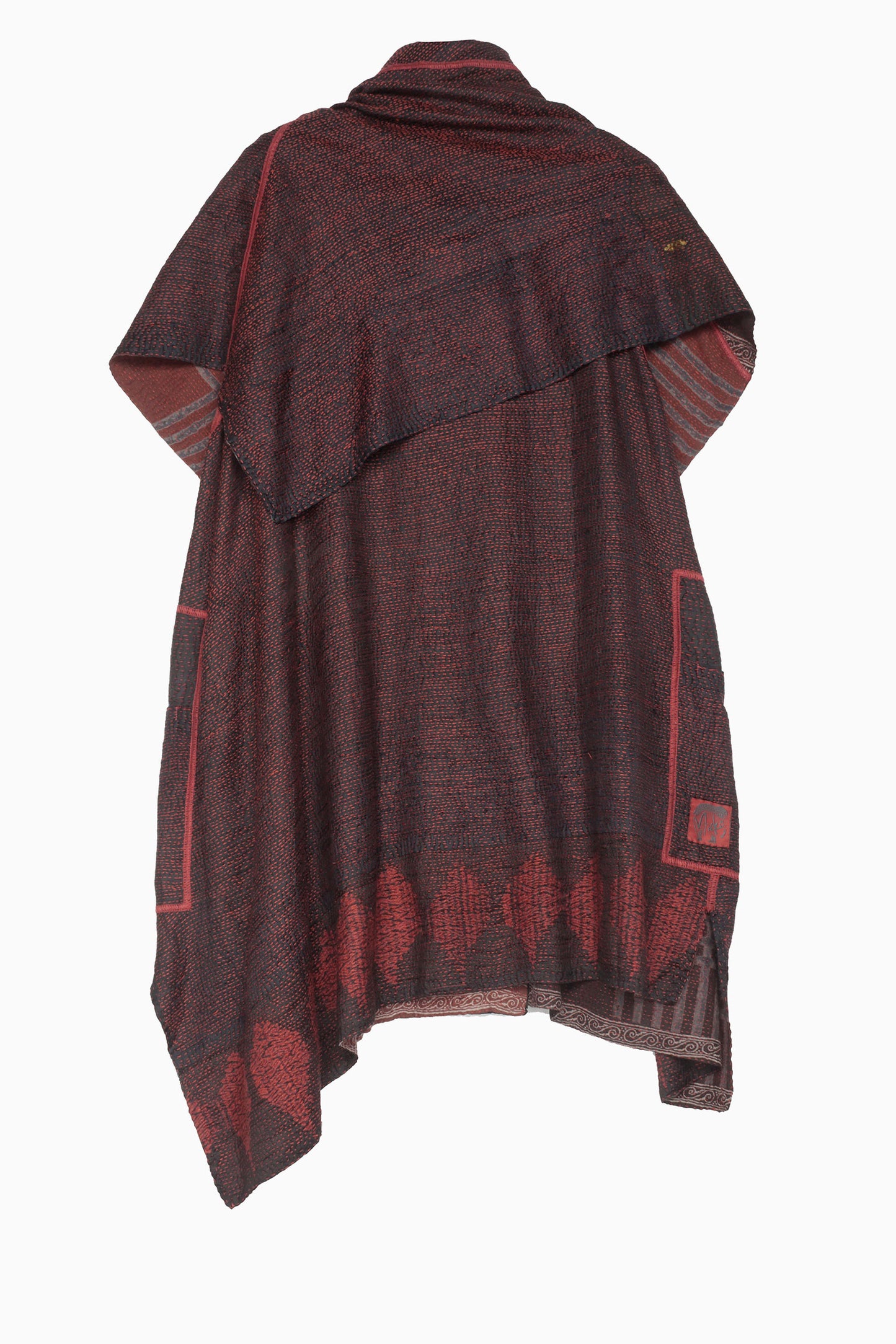 INDONESIAN PRINT & BORDER SHIBORI KANTHA COWL NECK FLARE TOP