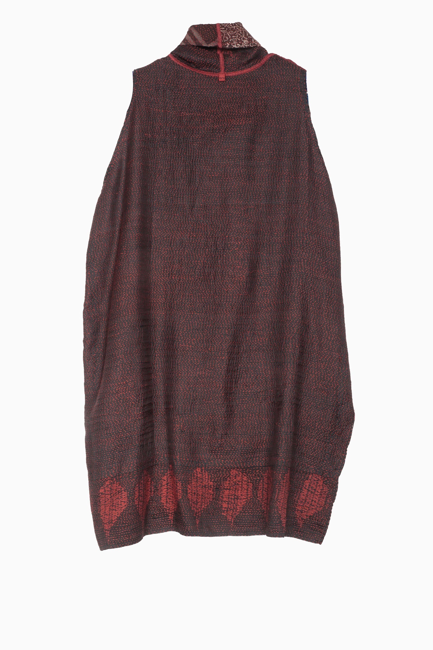 INDONESIAN PRINT & BORDER SHIBORI KANTHA DRAPED NECK TUNIC