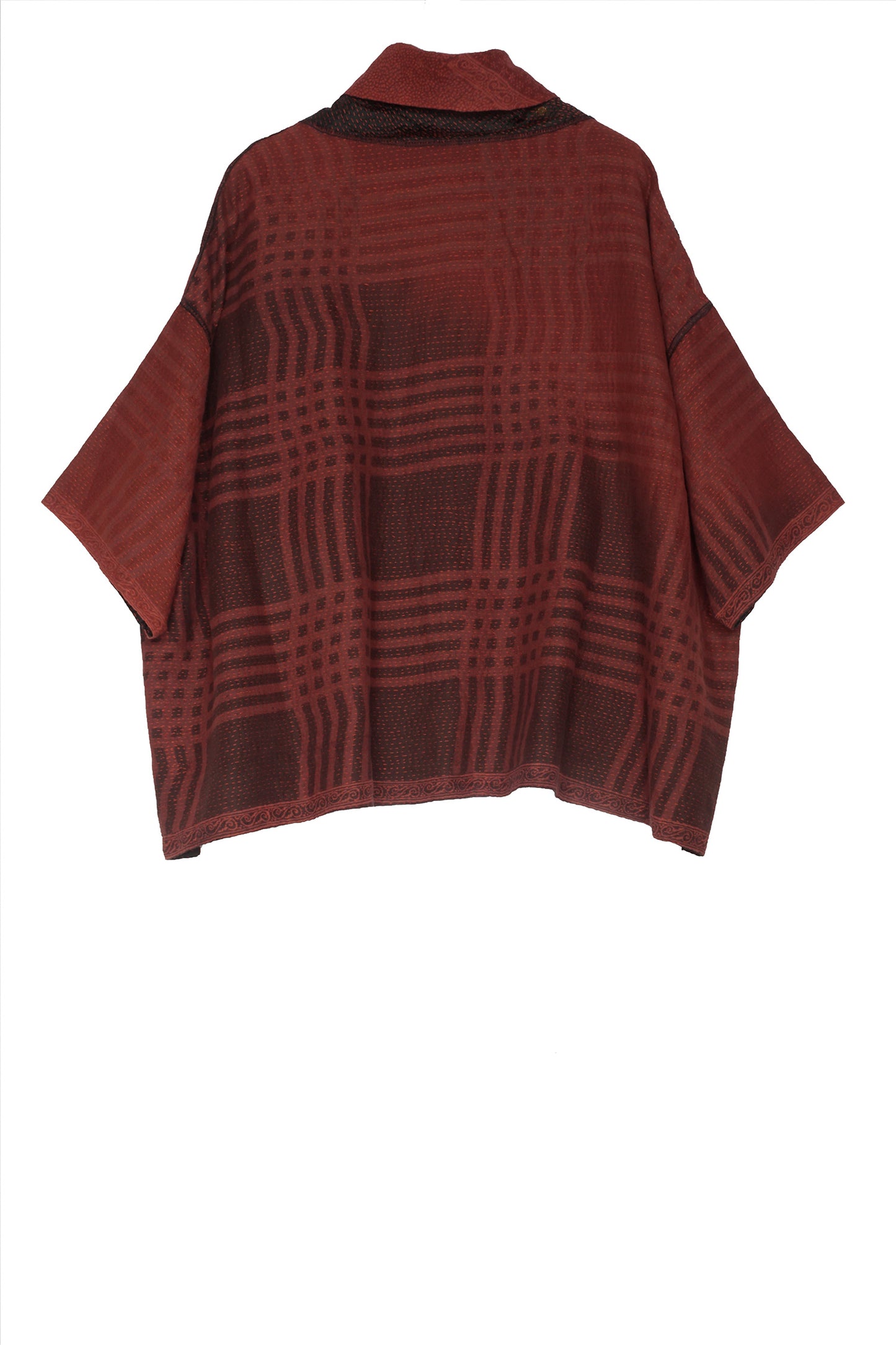 INDONESIAN PRINT KANTHA COWL NECK PONCHO