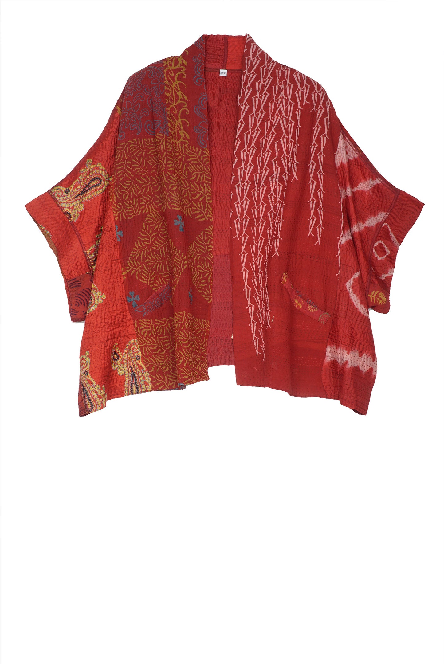 JACQUARD SILK KANTHA MINI PONCHO