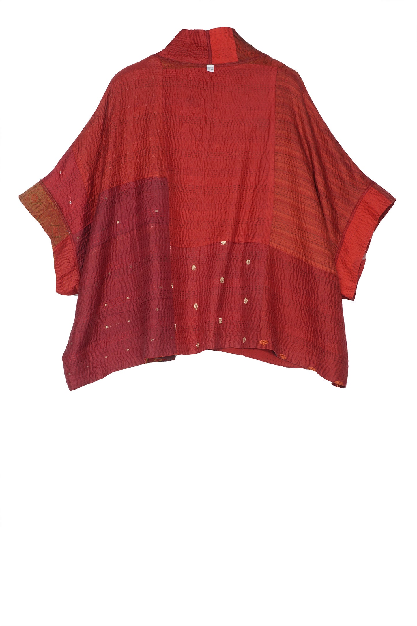 JACQUARD SILK KANTHA MINI PONCHO