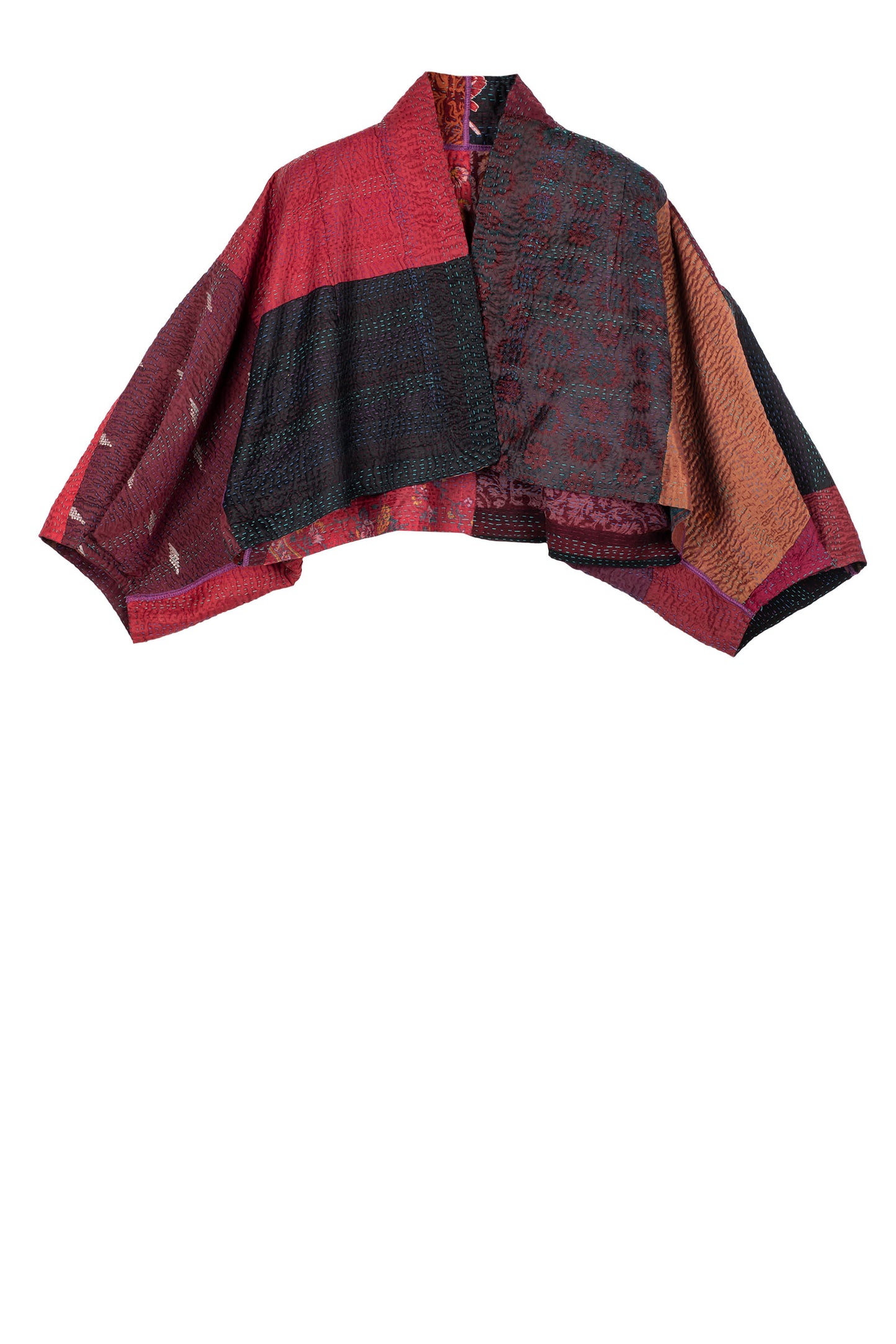 JACQUARD SILK KANTHA PUFF SLV. SHRUG