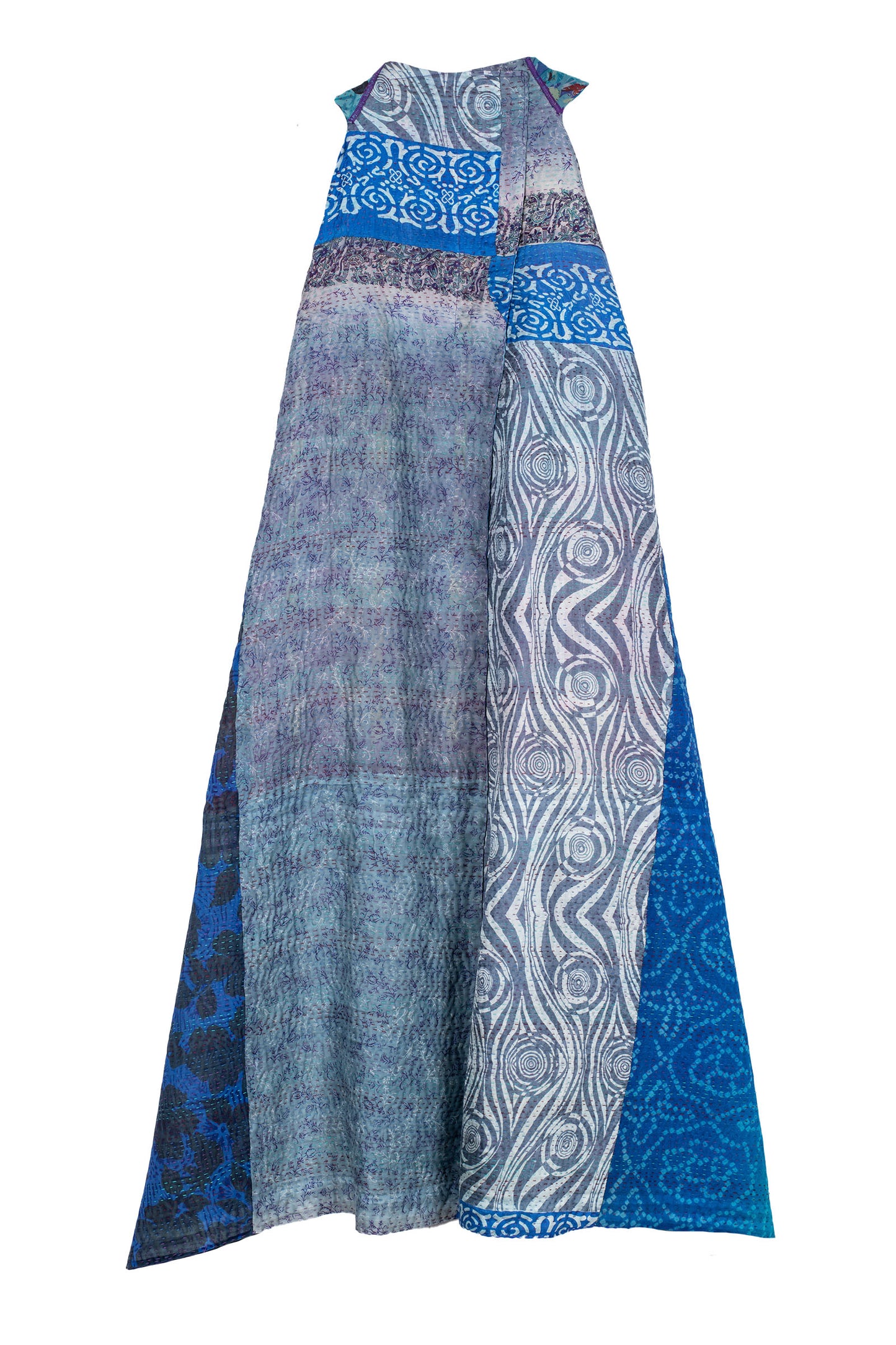 JACQUARD SILK KANTHA BACK PLEATED VEST MAXI