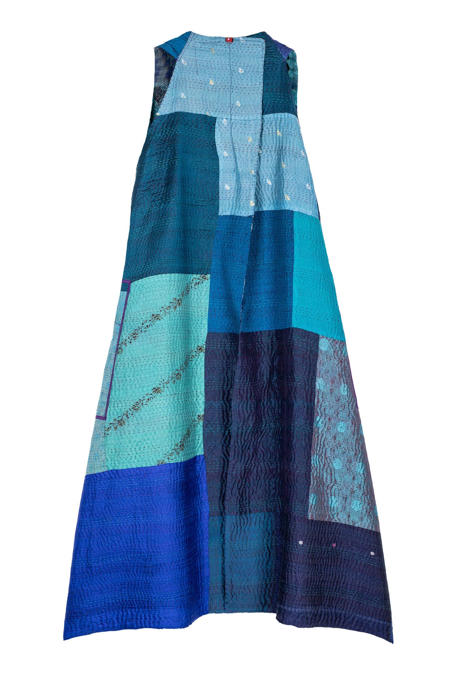 JACQUARD SILK KANTHA BACK PLEATED VEST MAXI